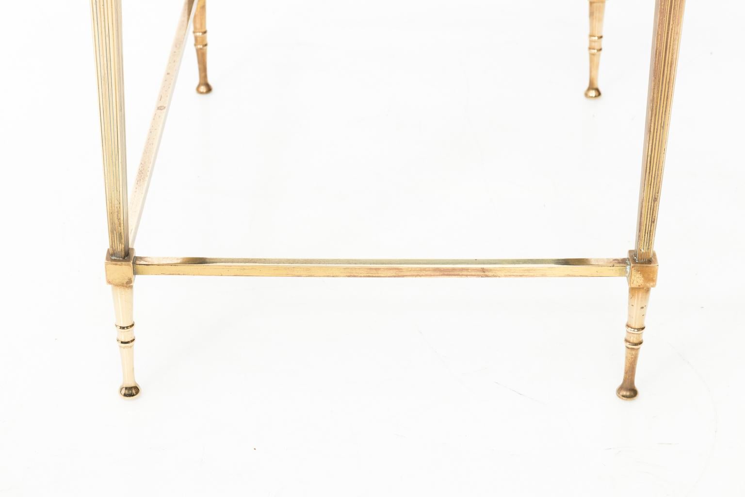 Set of Three Brass and Glass Nesting Tables 7