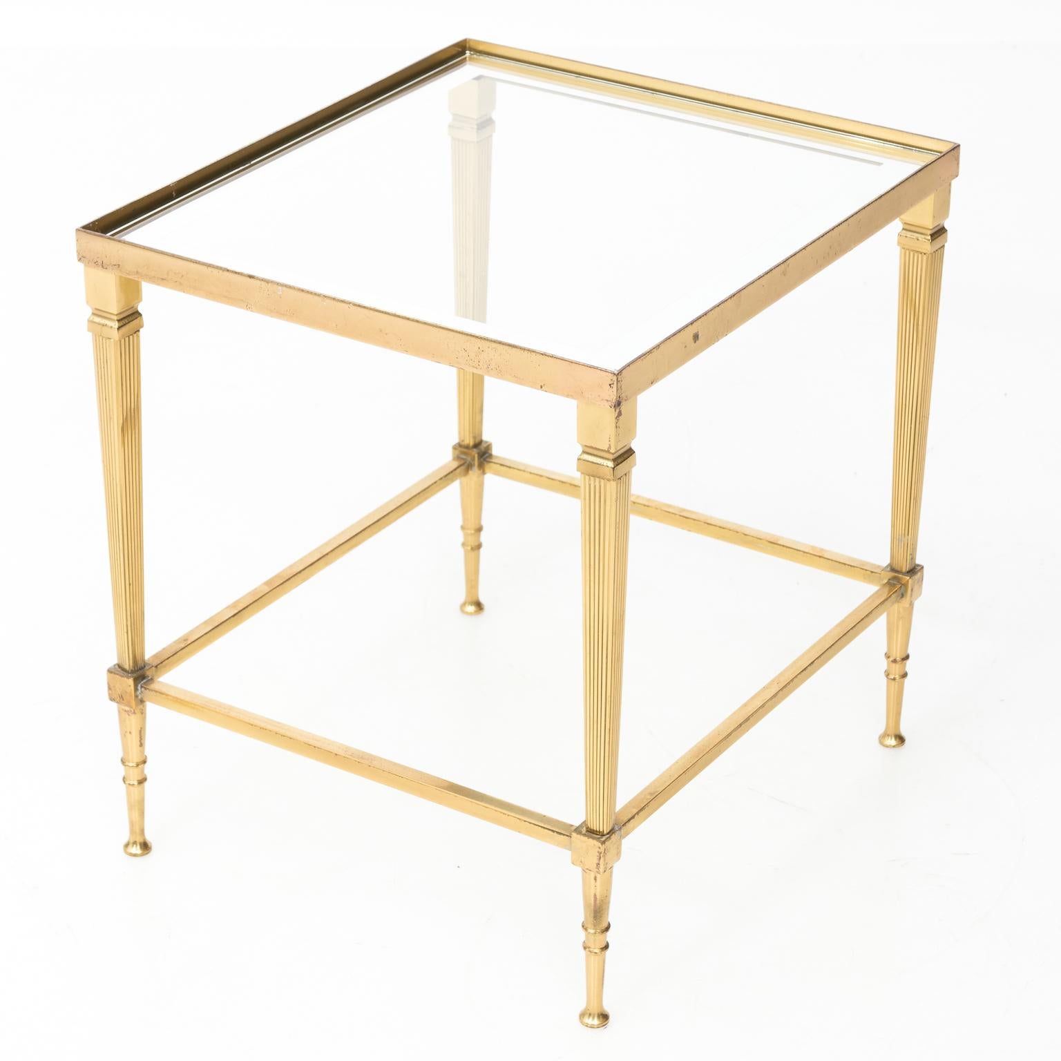 Set of Three Brass and Glass Nesting Tables In Good Condition In Stamford, CT