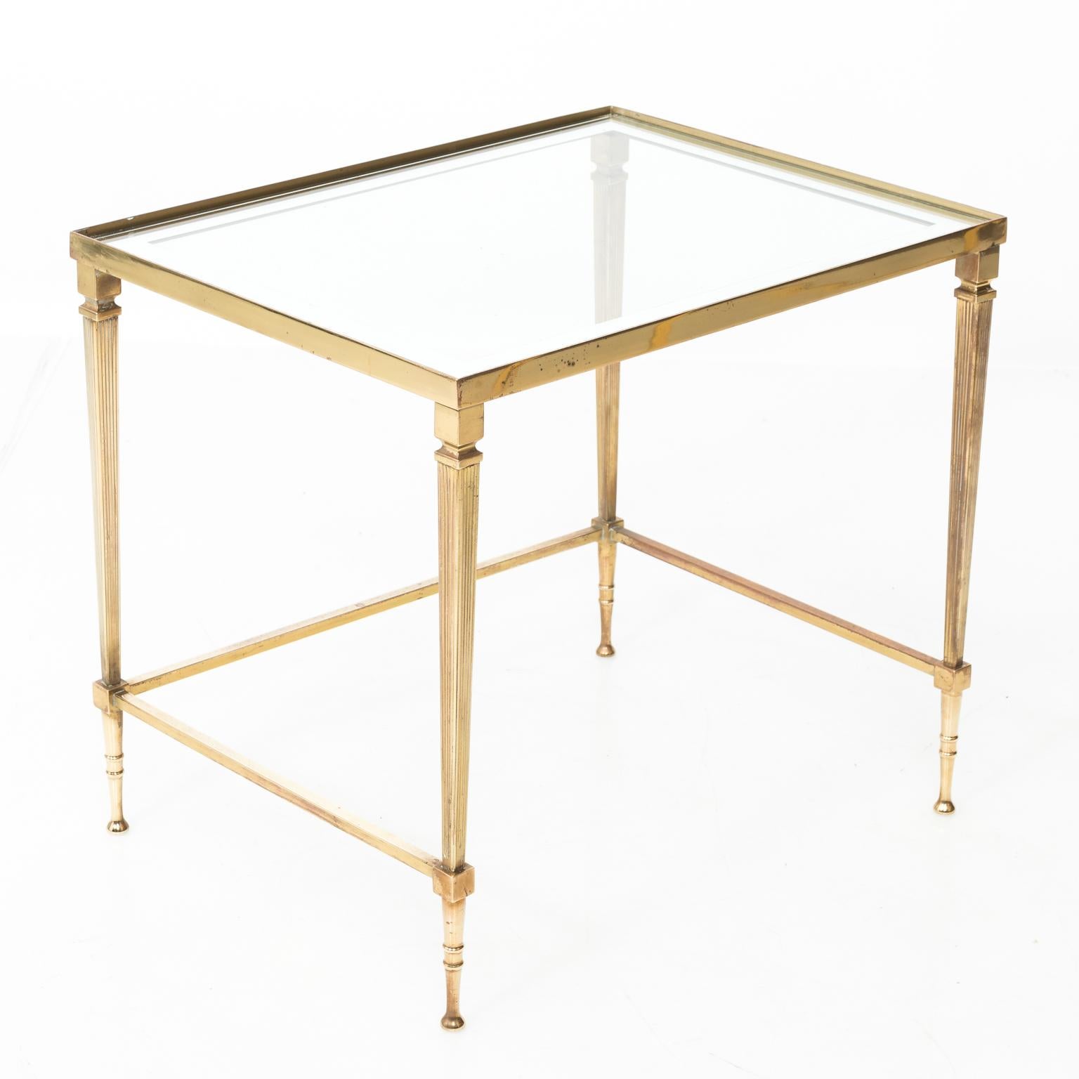 Set of Three Brass and Glass Nesting Tables 2