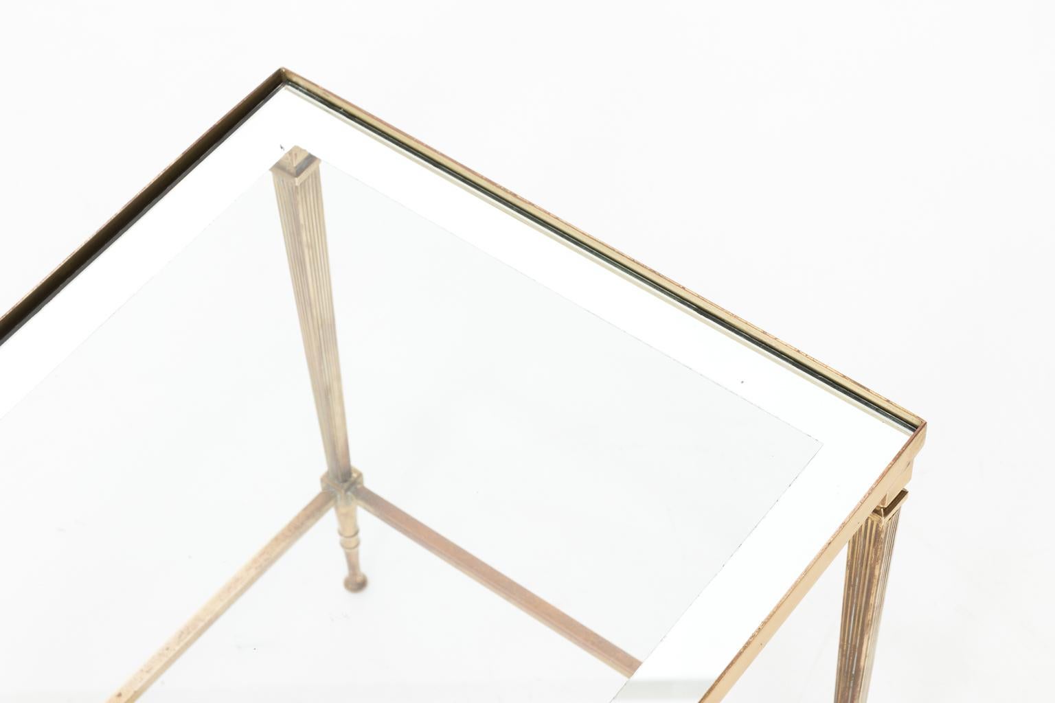 Set of Three Brass and Glass Nesting Tables 3