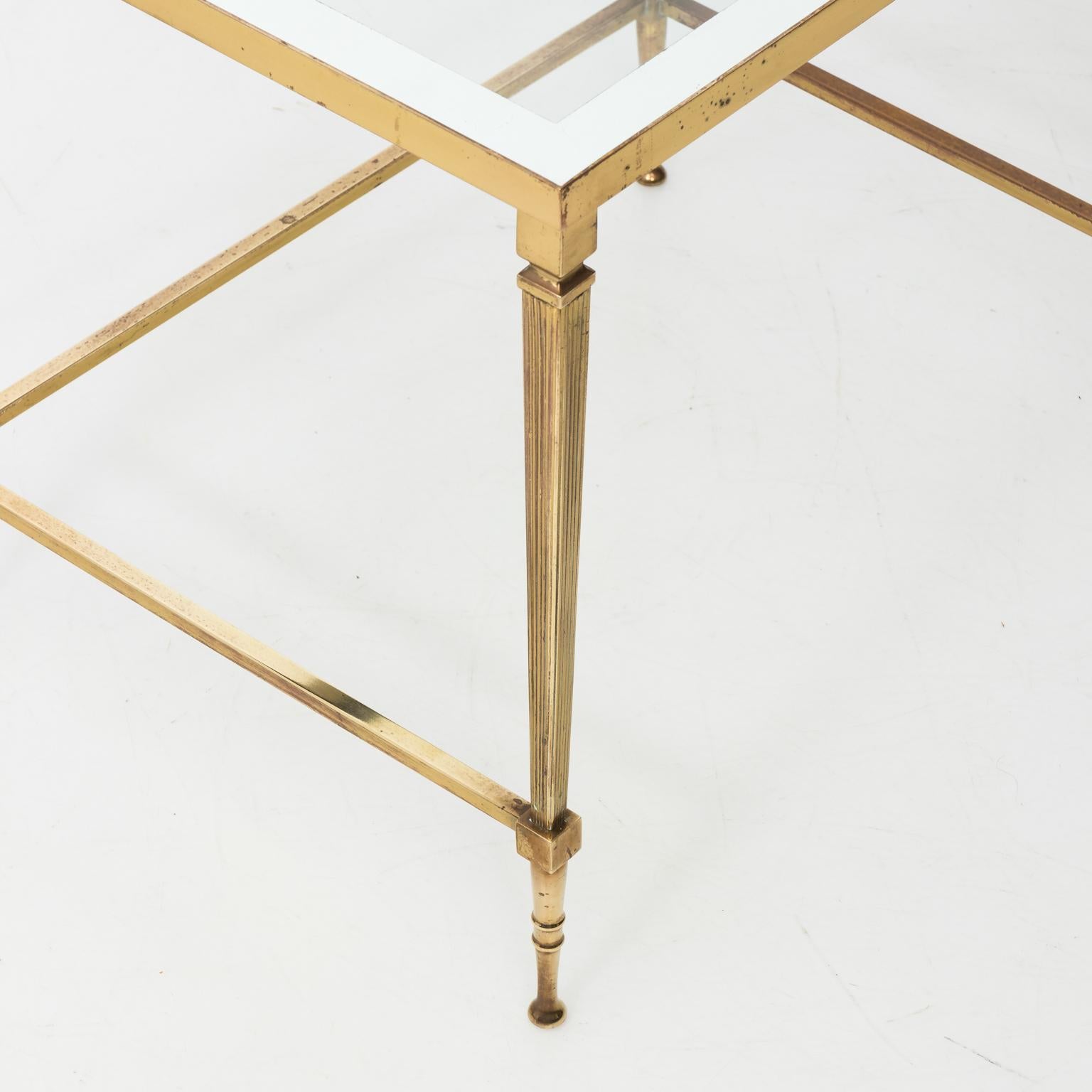 Set of Three Brass and Glass Nesting Tables 4