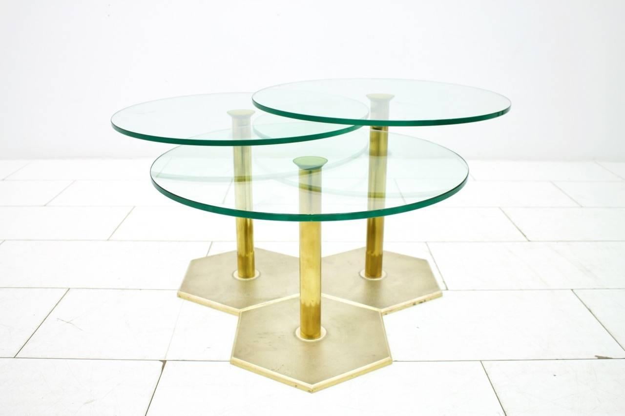 brass and glass nesting tables