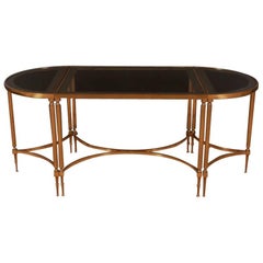 Set of Three Brass and Glass Table