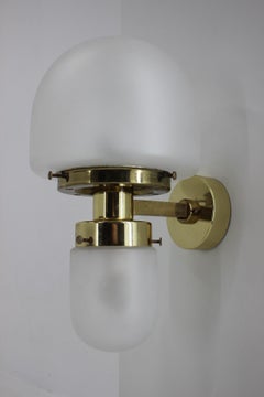 Set of Three Brass and Glass Wall Lamps by Kamenicky Senov, 1960s