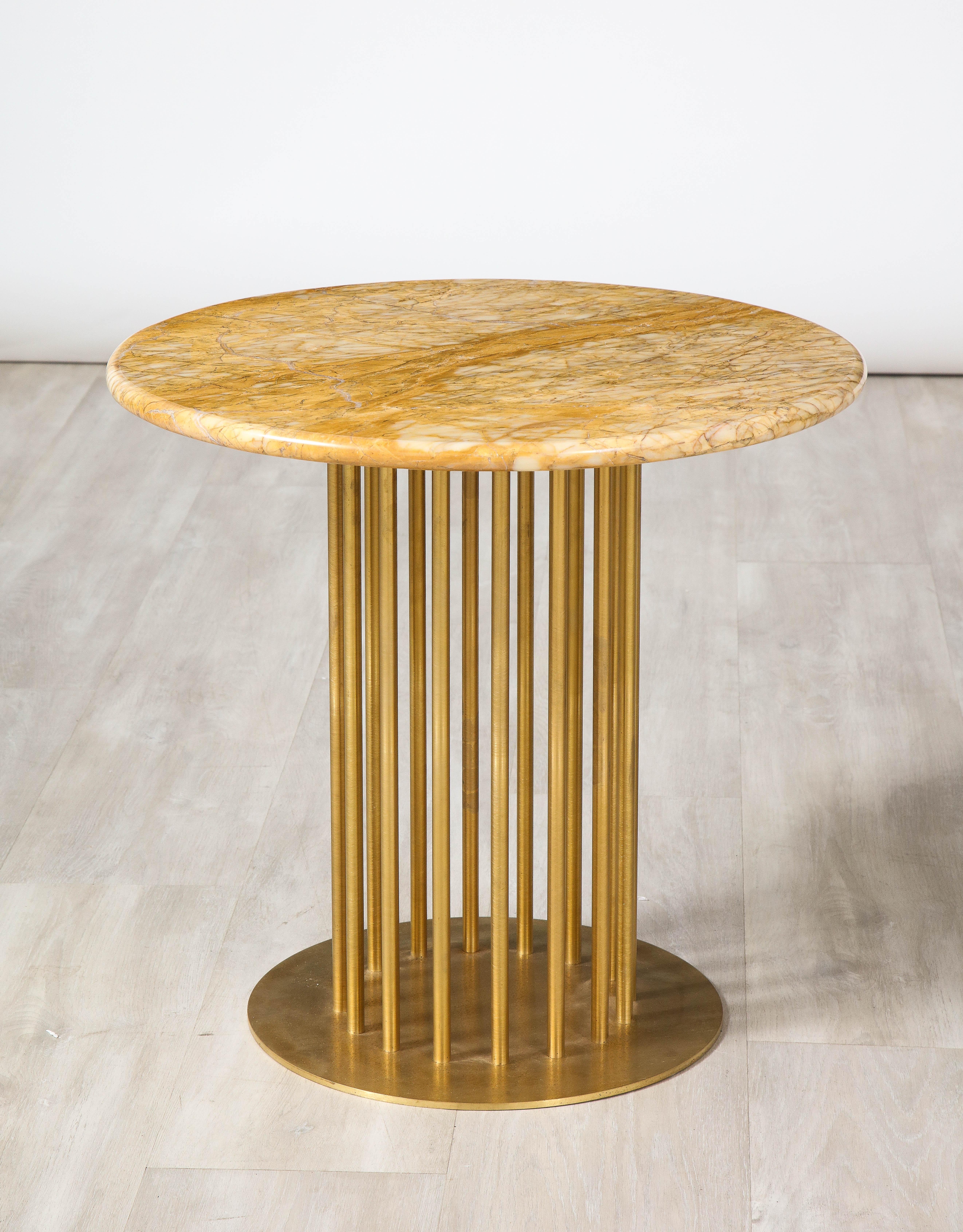 Set of Three Brass and Marble Contemporary Side Tables For Sale 5