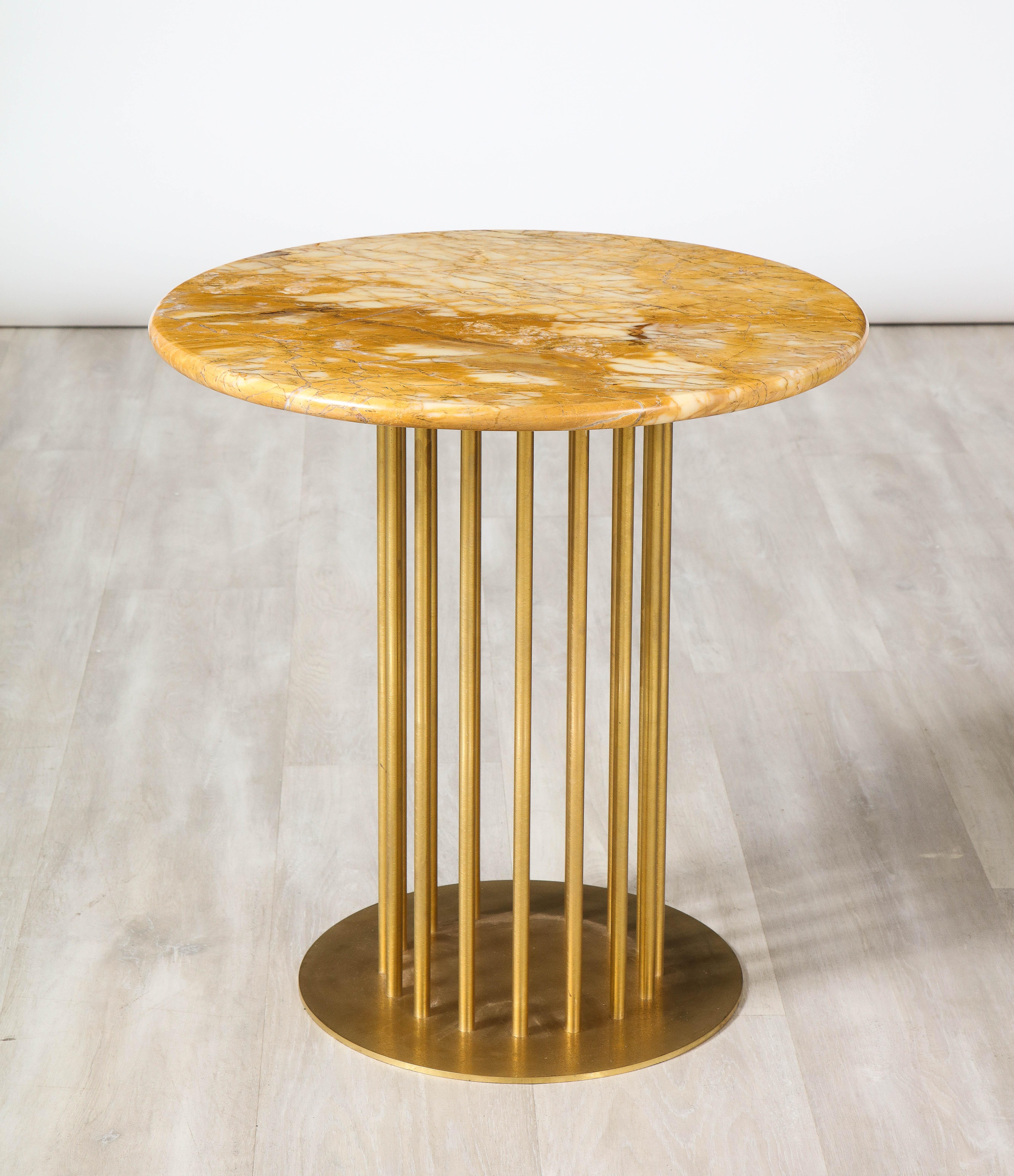 Set of Three Brass and Marble Contemporary Side Tables For Sale 6