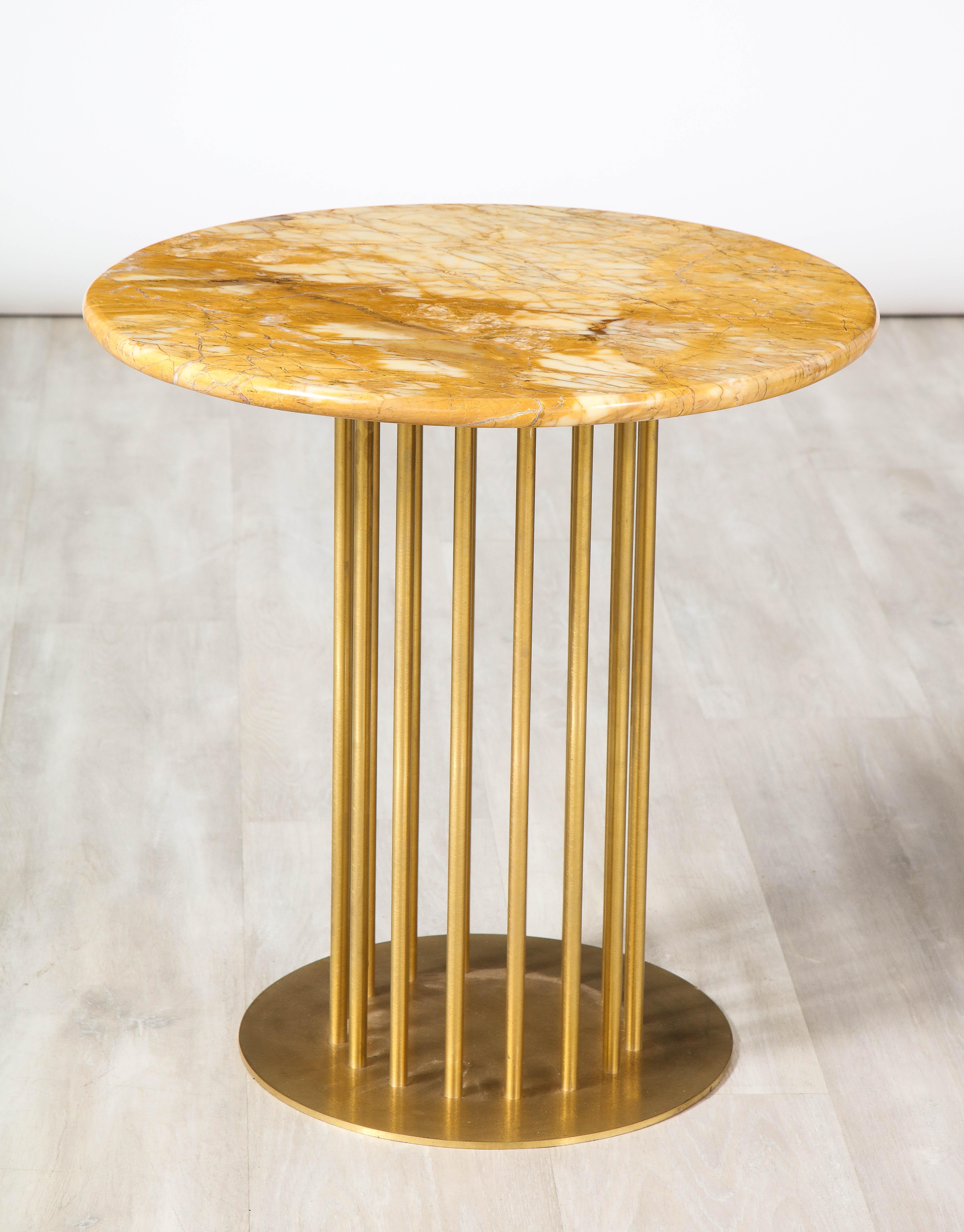 Set of Three Brass and Marble Contemporary Side Tables For Sale 7