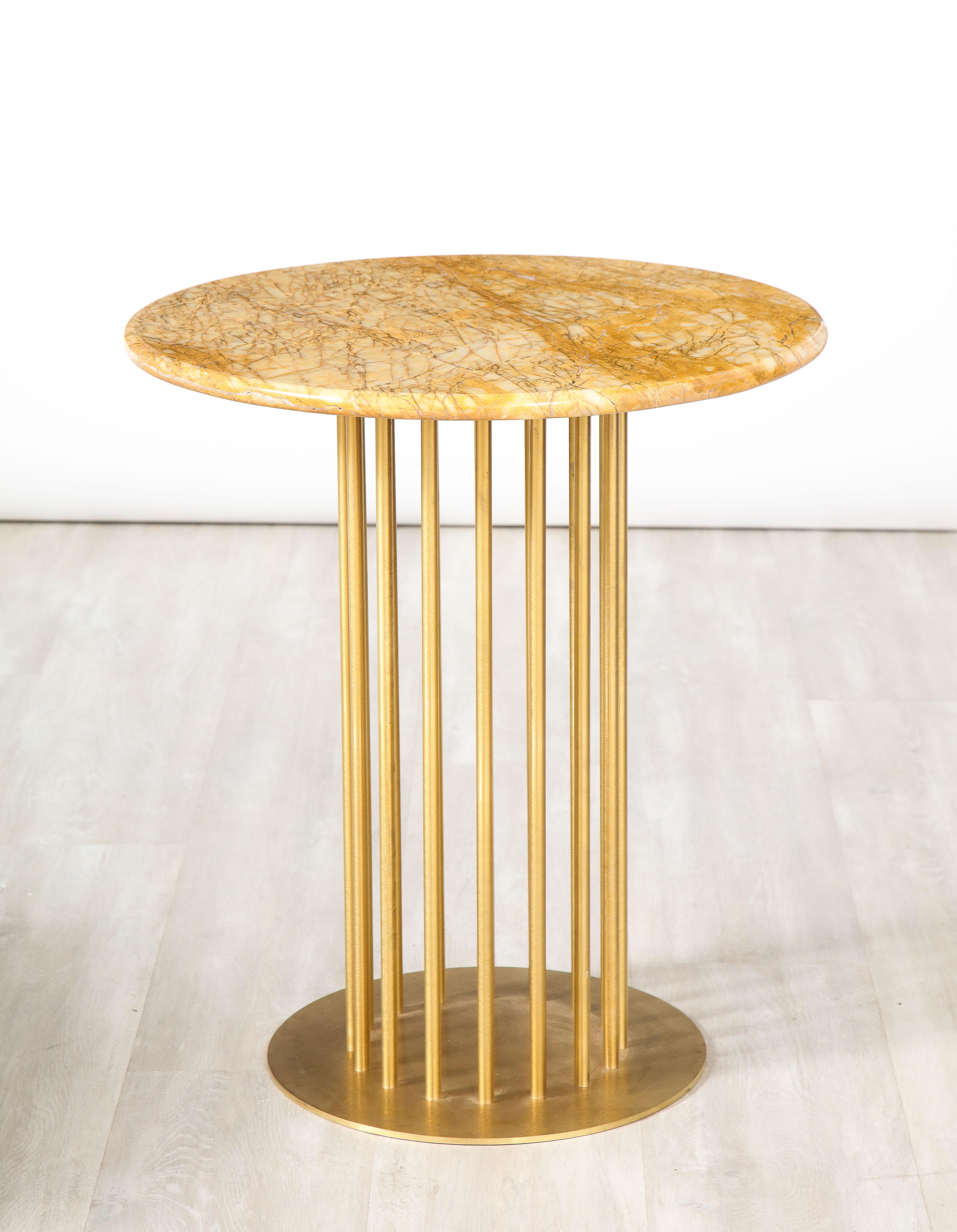 Set of Three Brass and Marble Contemporary Side Tables For Sale 8