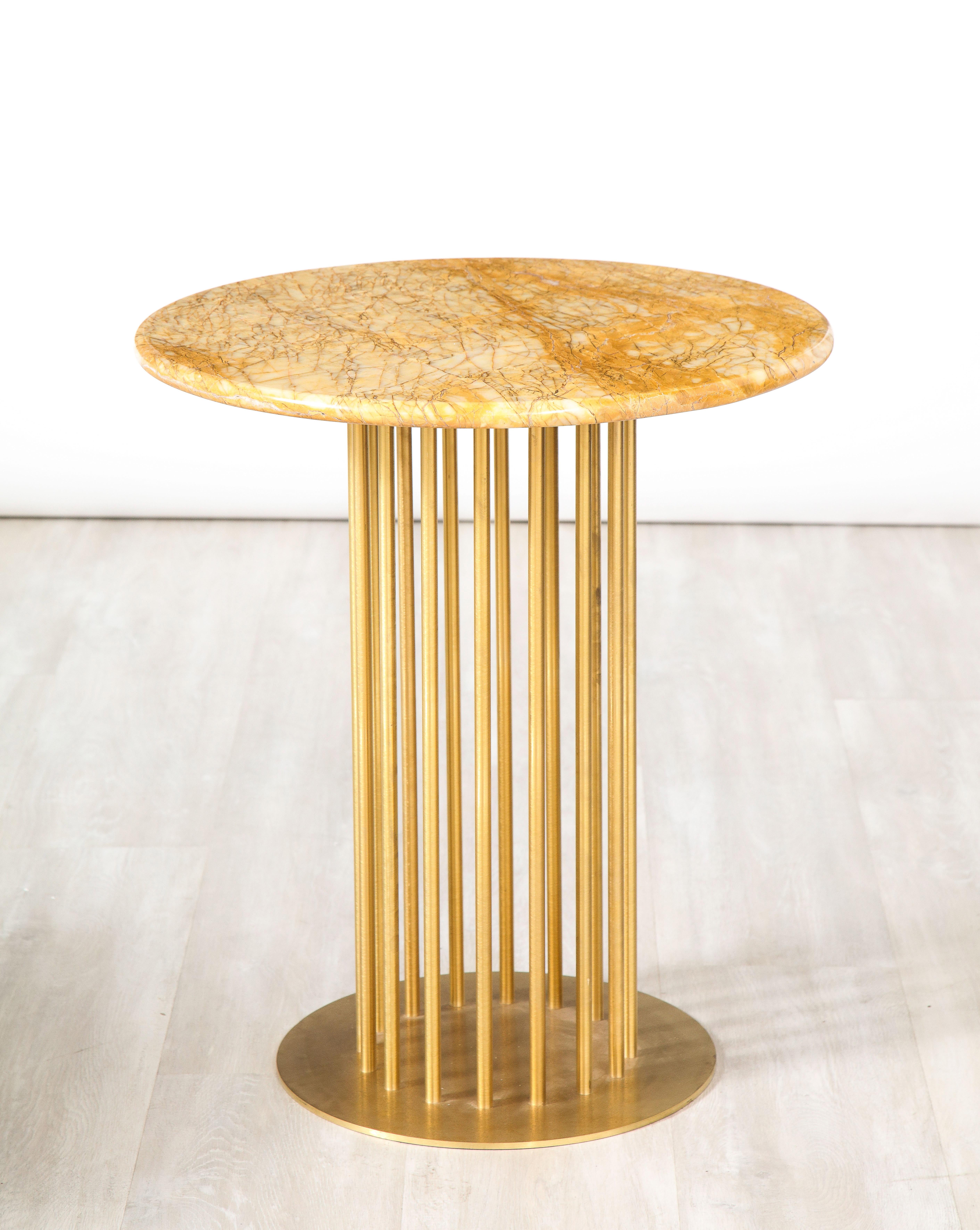 Set of Three Brass and Marble Contemporary Side Tables For Sale 9
