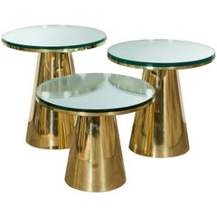 Set of Three Brass and Mirror Guéridons, Italy, 2017