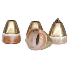 Set of Three Brass and Onyx Small Pendant Lights