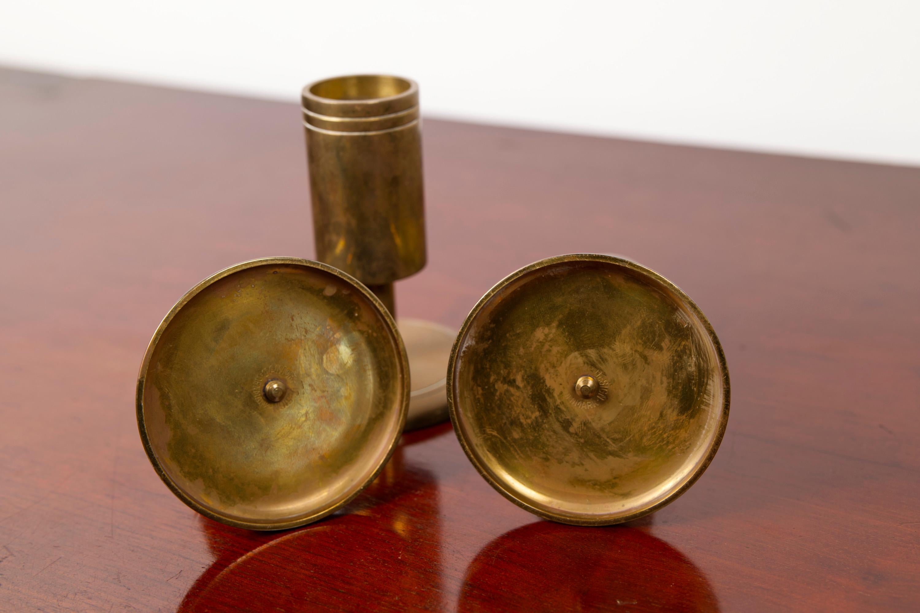 Set of three brass candle holders by Dantorp, Denmark, 1960's In Good Condition For Sale In Balen, BE