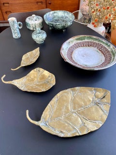 Set of Three Brass Decorative Leaves / Trays by David Marshall, circa 1980s