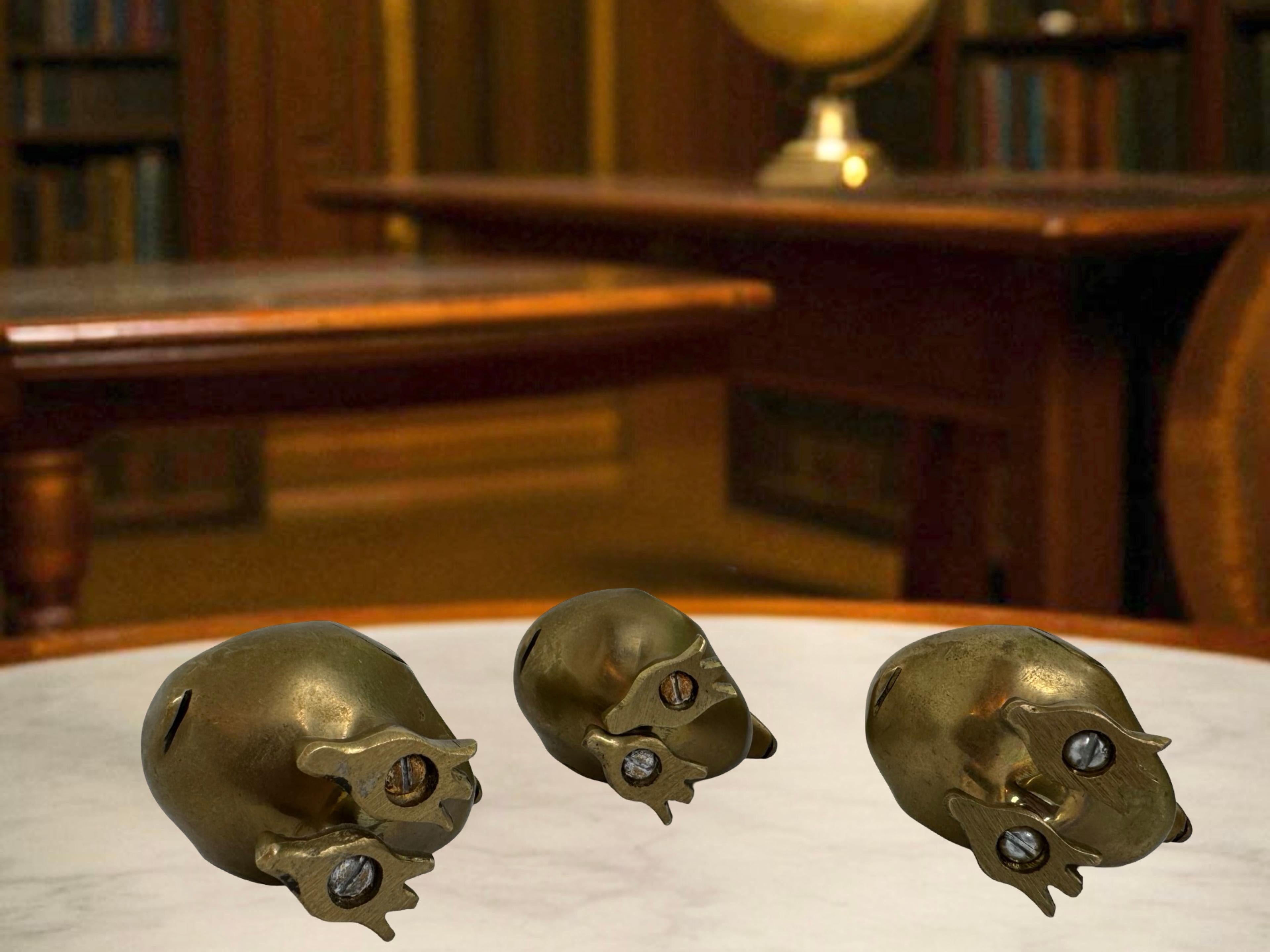 Set of three Brass Dodo Bird Figurine Family 1960s Mid-Century Modern, Mauritius For Sale 5