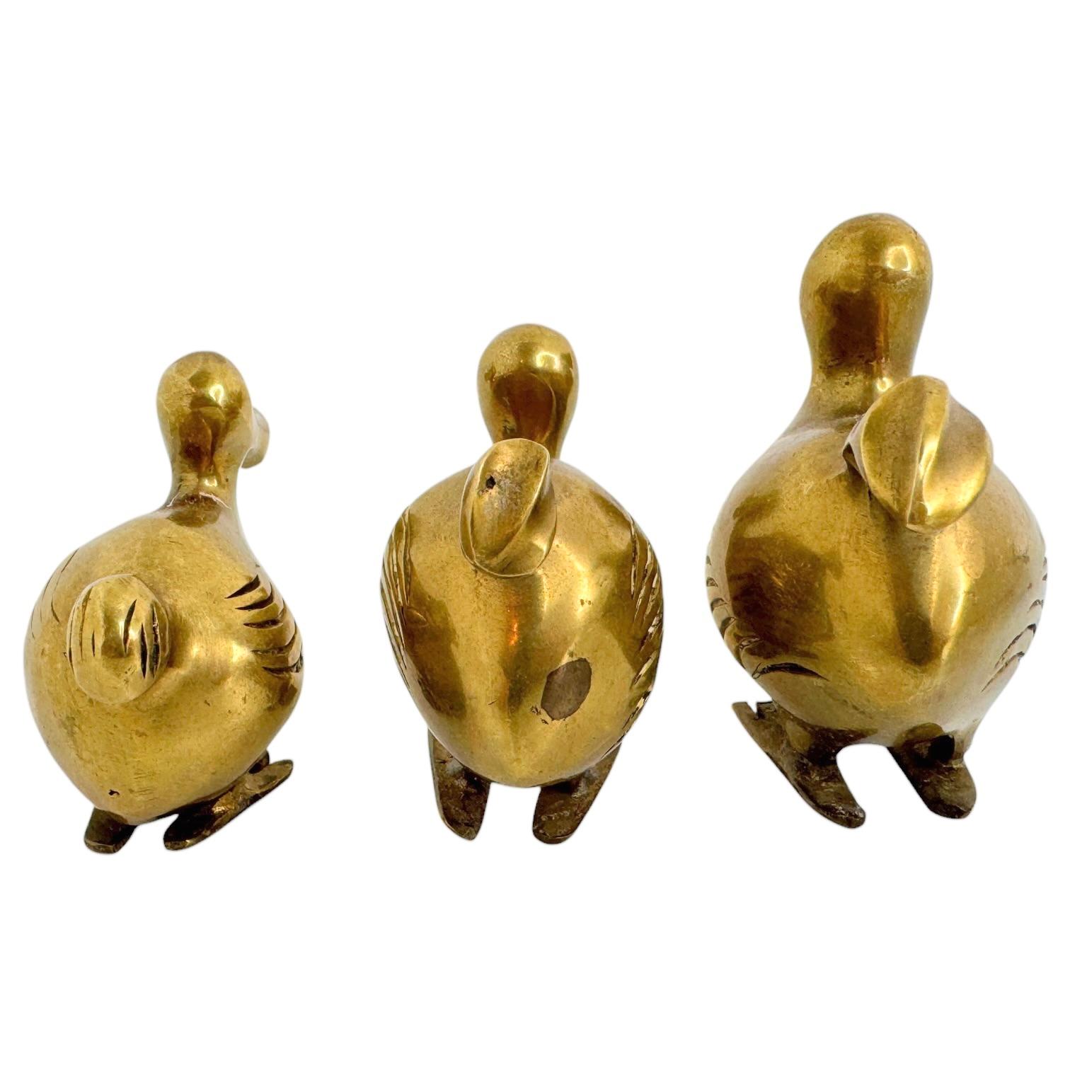 Set von drei Dodo-Vogelfiguren-Familie aus Messing, 1960er Jahre, Mid-Century Modern, Mauritius im Zustand „Gut“ in Nuernberg, DE