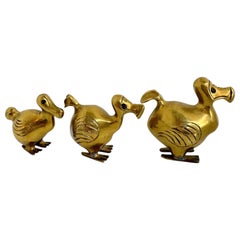 Set of three Brass Dodo Bird Figurine Family 1960s Mid-Century Modern, Mauritius
