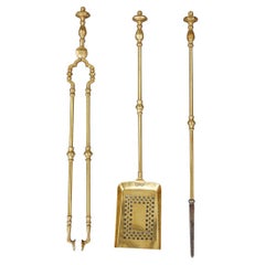 Set of Three Brass Firetools with Pierced Shovel