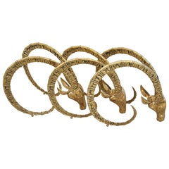 Used Set of Three Brass Ibex Figures 