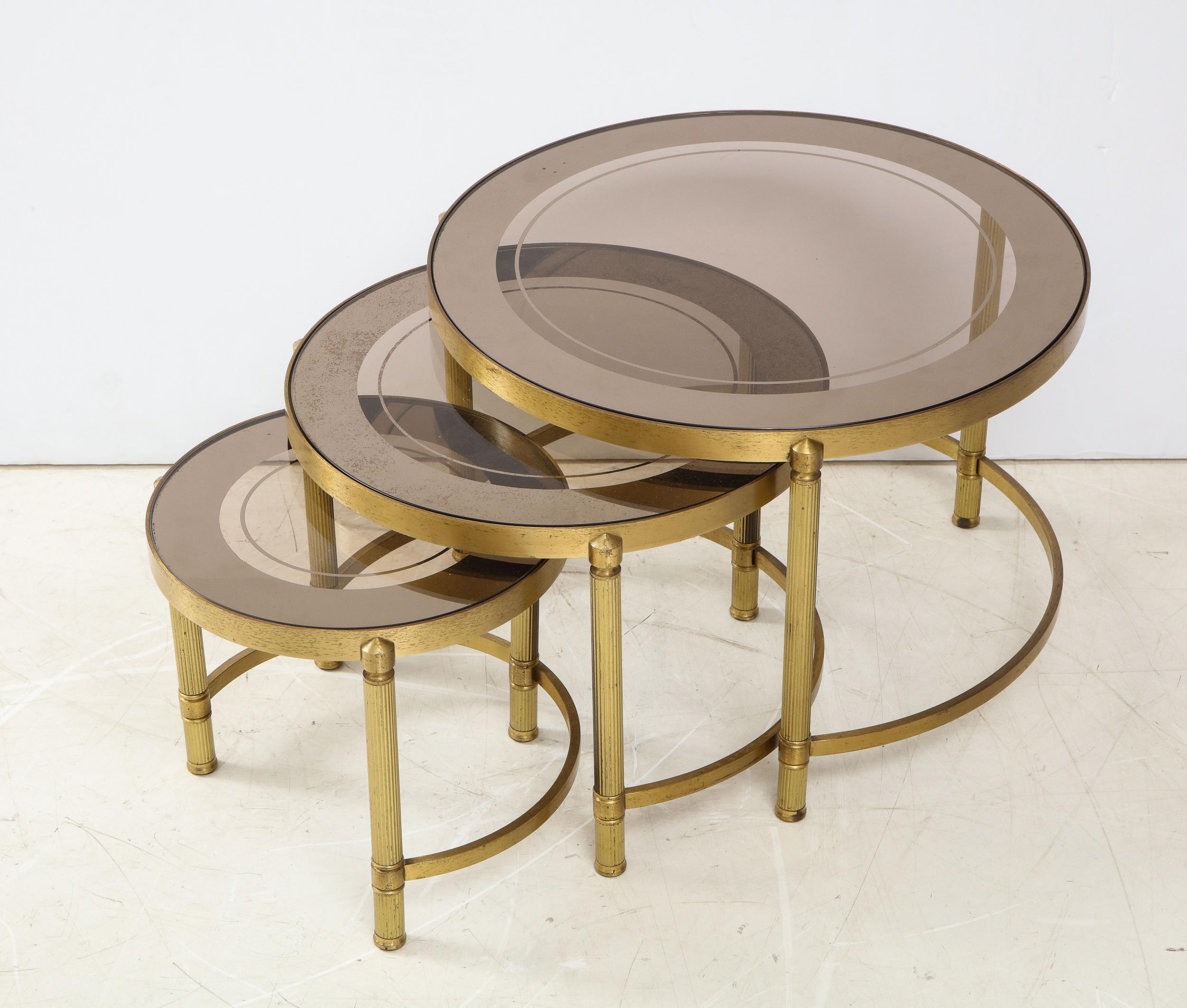 Set of Three Brass Nesting Cocktail Tables 3