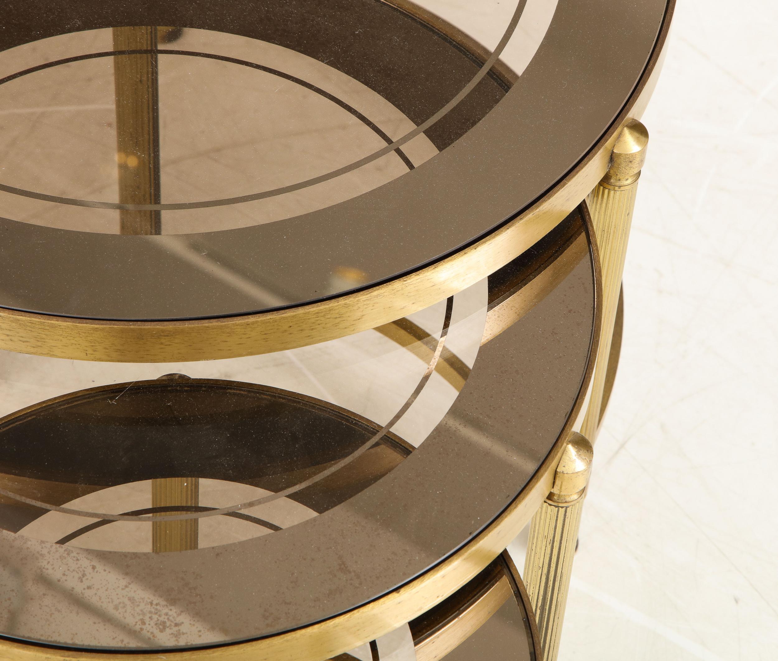 Set of Three Brass Nesting Cocktail Tables 4