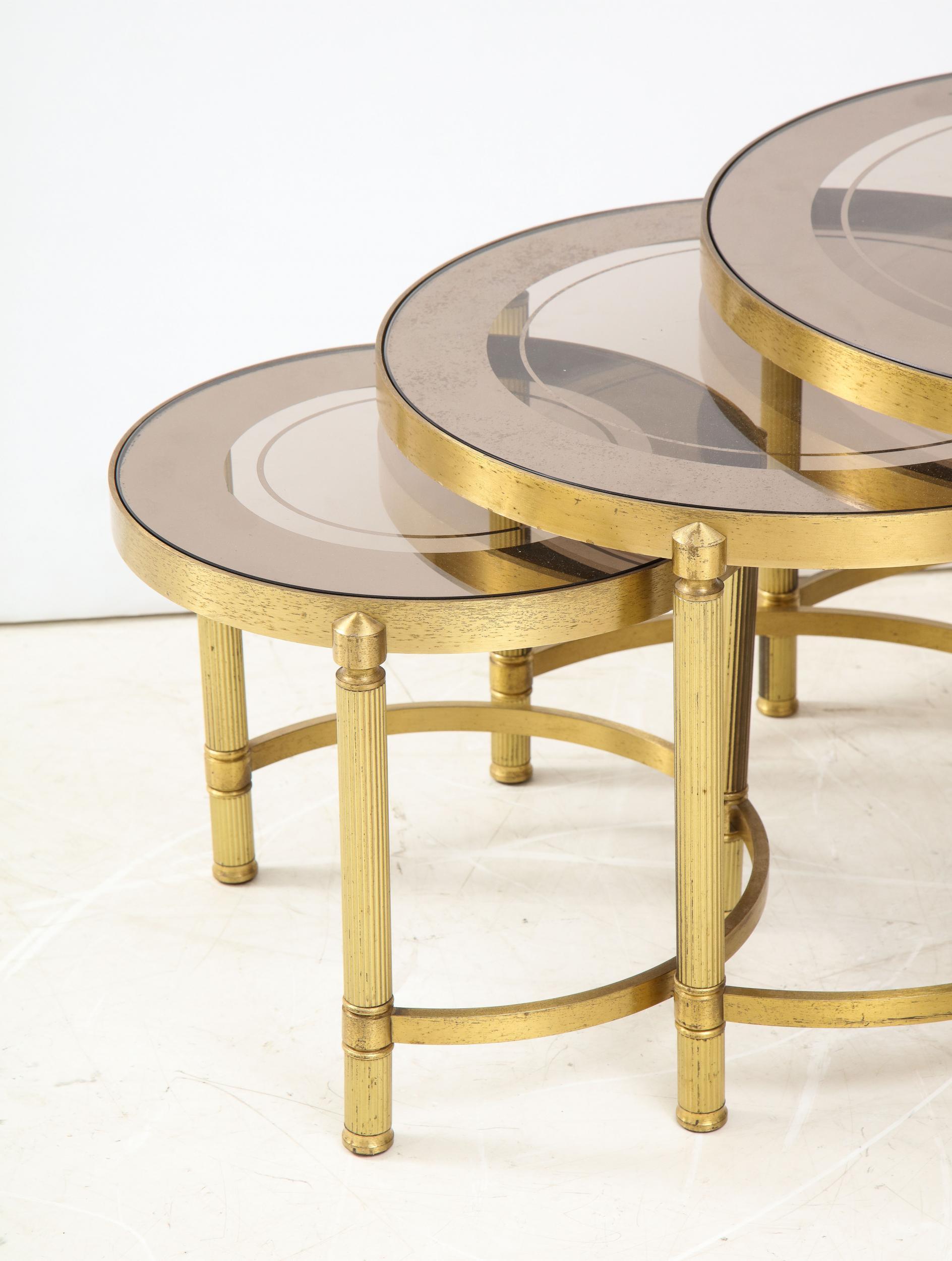 Set of Three Brass Nesting Cocktail Tables 5
