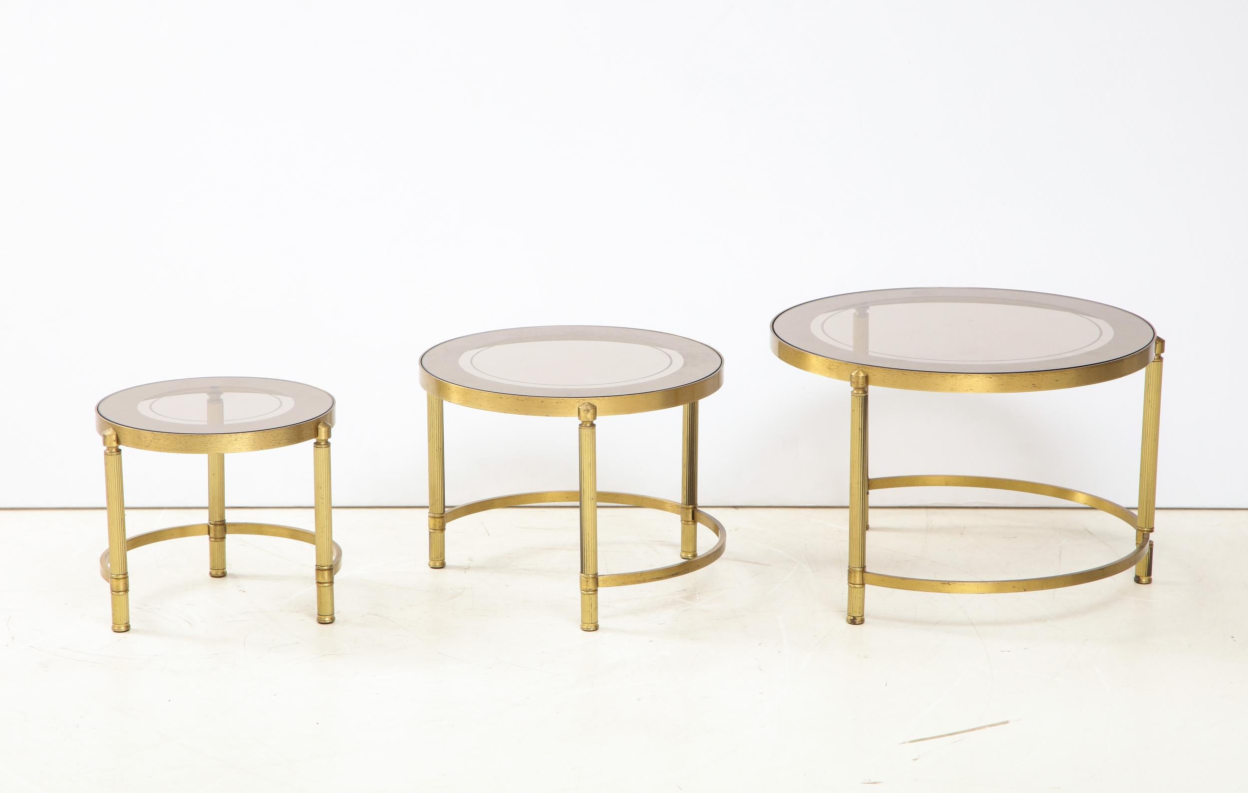 Set of Three Brass Nesting Cocktail Tables 6