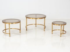 Set of Three Brass Nesting Cocktail Tables