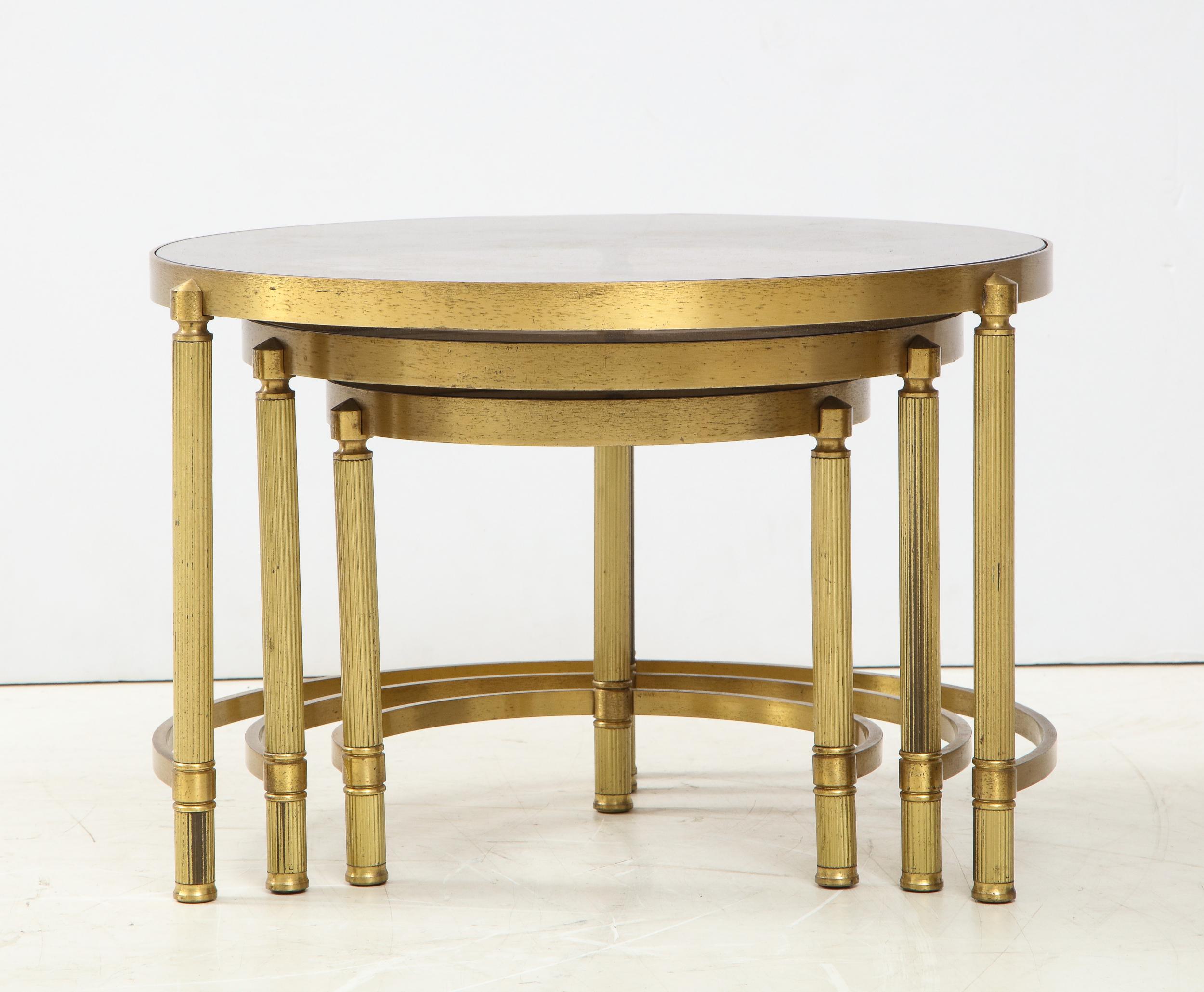 Set of Three Brass Nesting Cocktail Tables 1