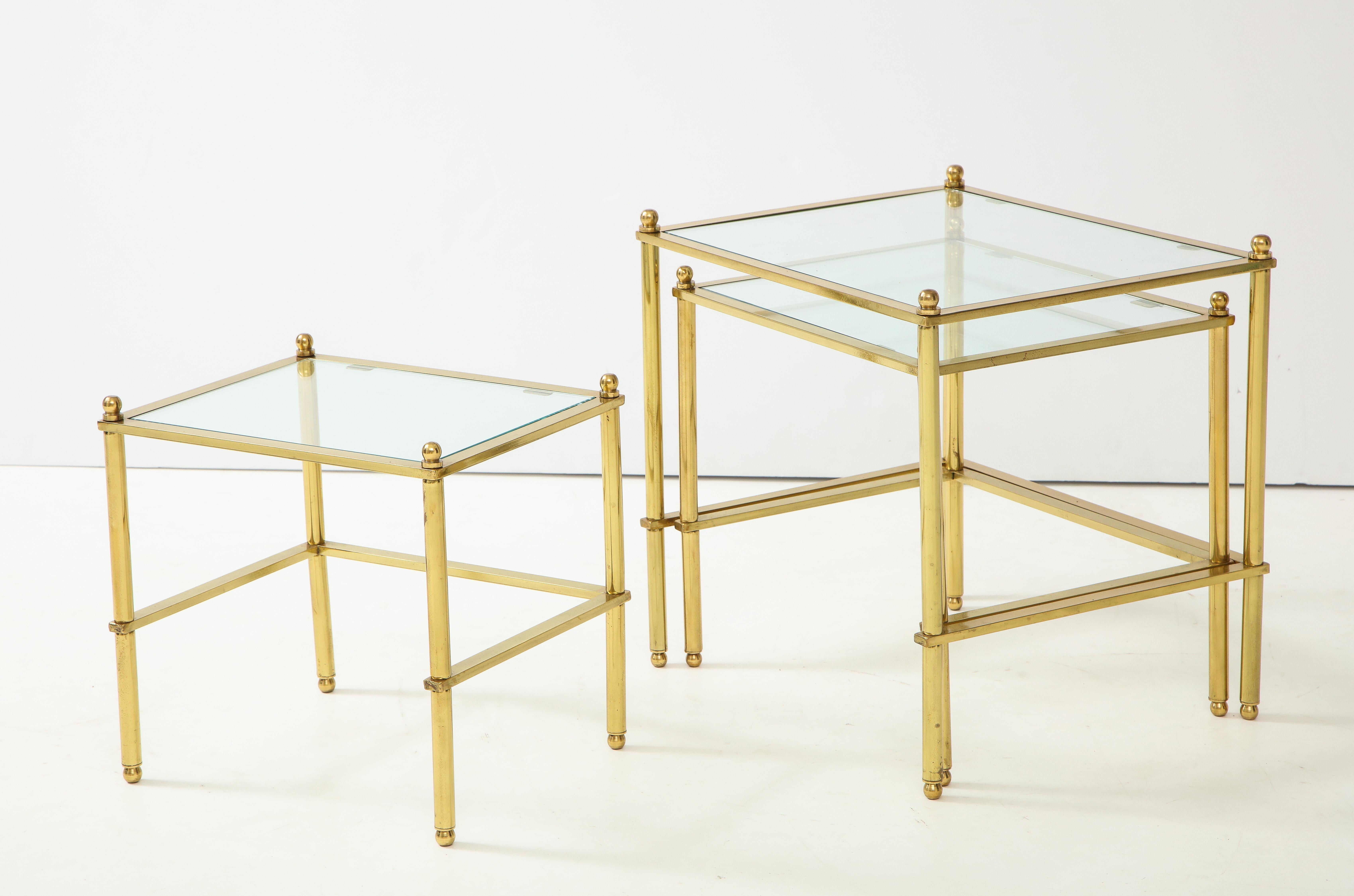 Set of Three Brass Nesting Tables For Sale 5