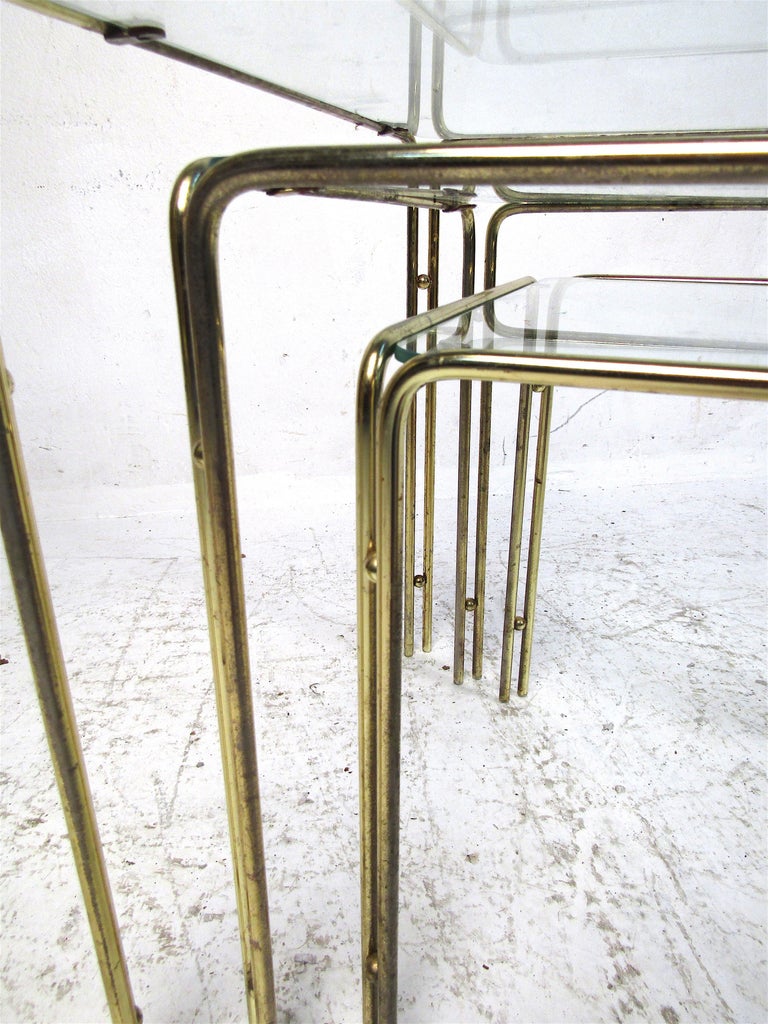 Set of Three Brass Nesting Tables For Sale at 1stDibs