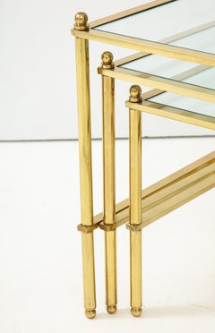 Set of Three Brass Nesting Tables