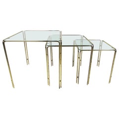 Set of Three Brass Nesting Tables