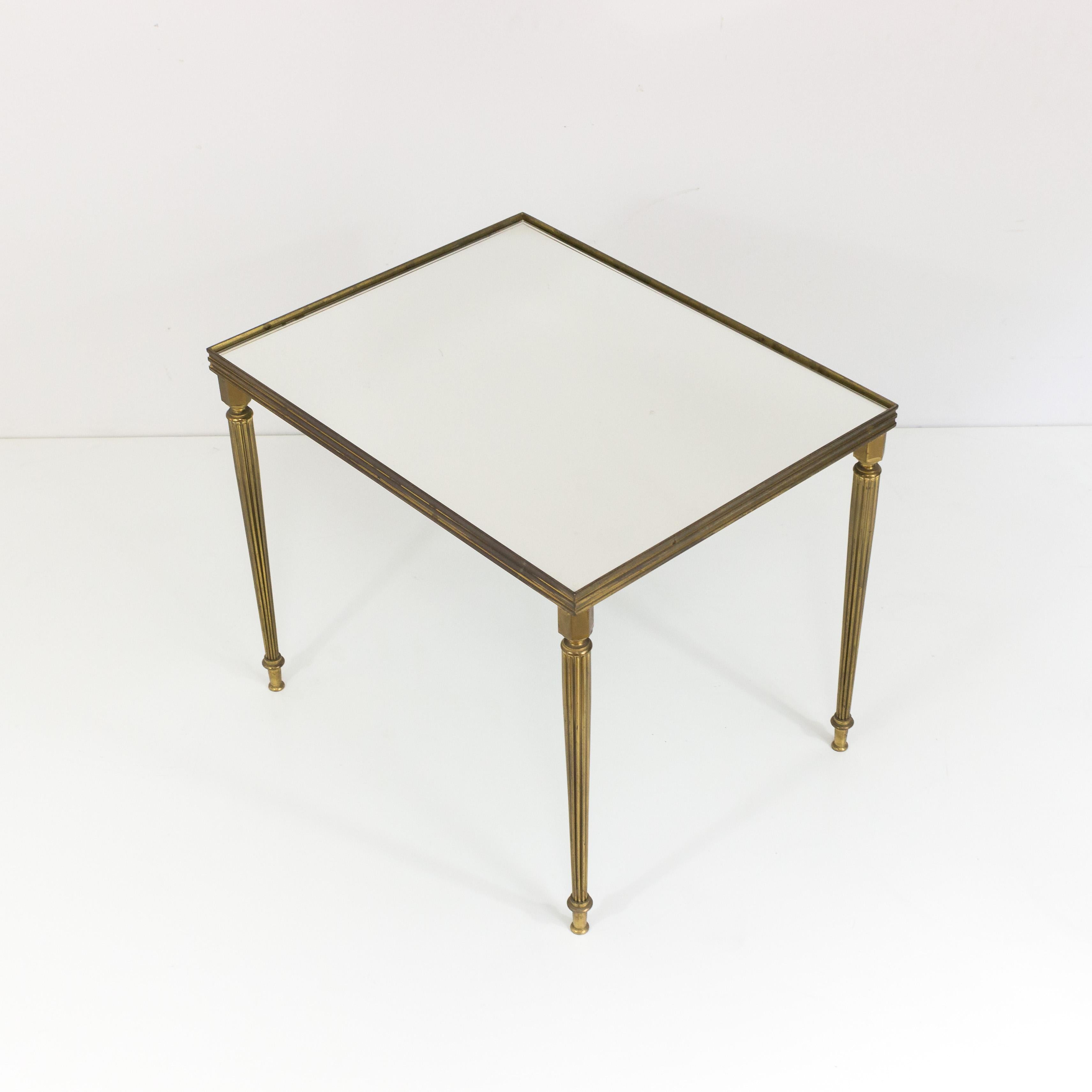 Set of Three Brass Nesting Tables with Mirror Top 2