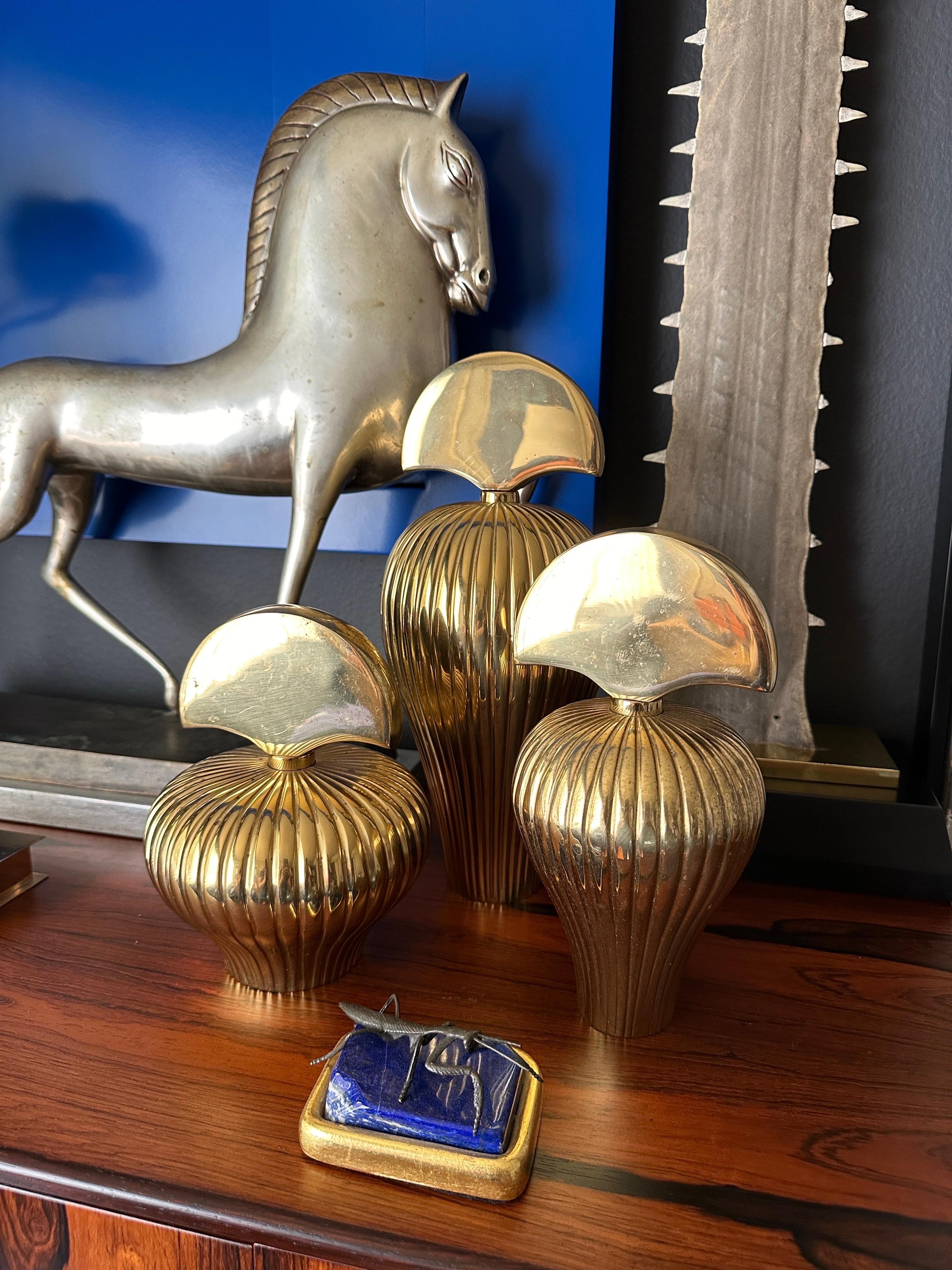 Late 20th Century Set of Three Brass Perfume Bottles For Sale