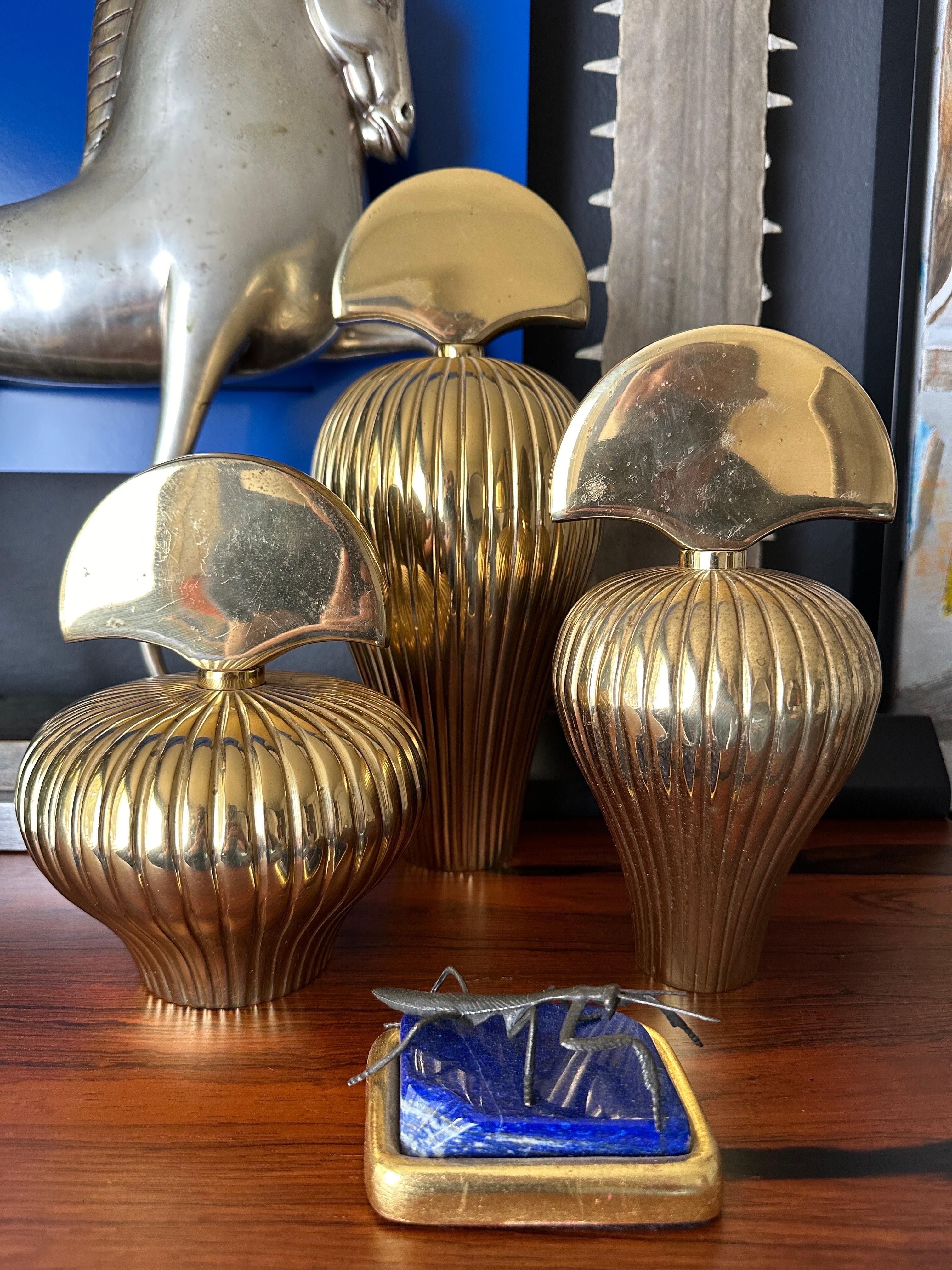 Set of Three Brass Perfume Bottles For Sale 3