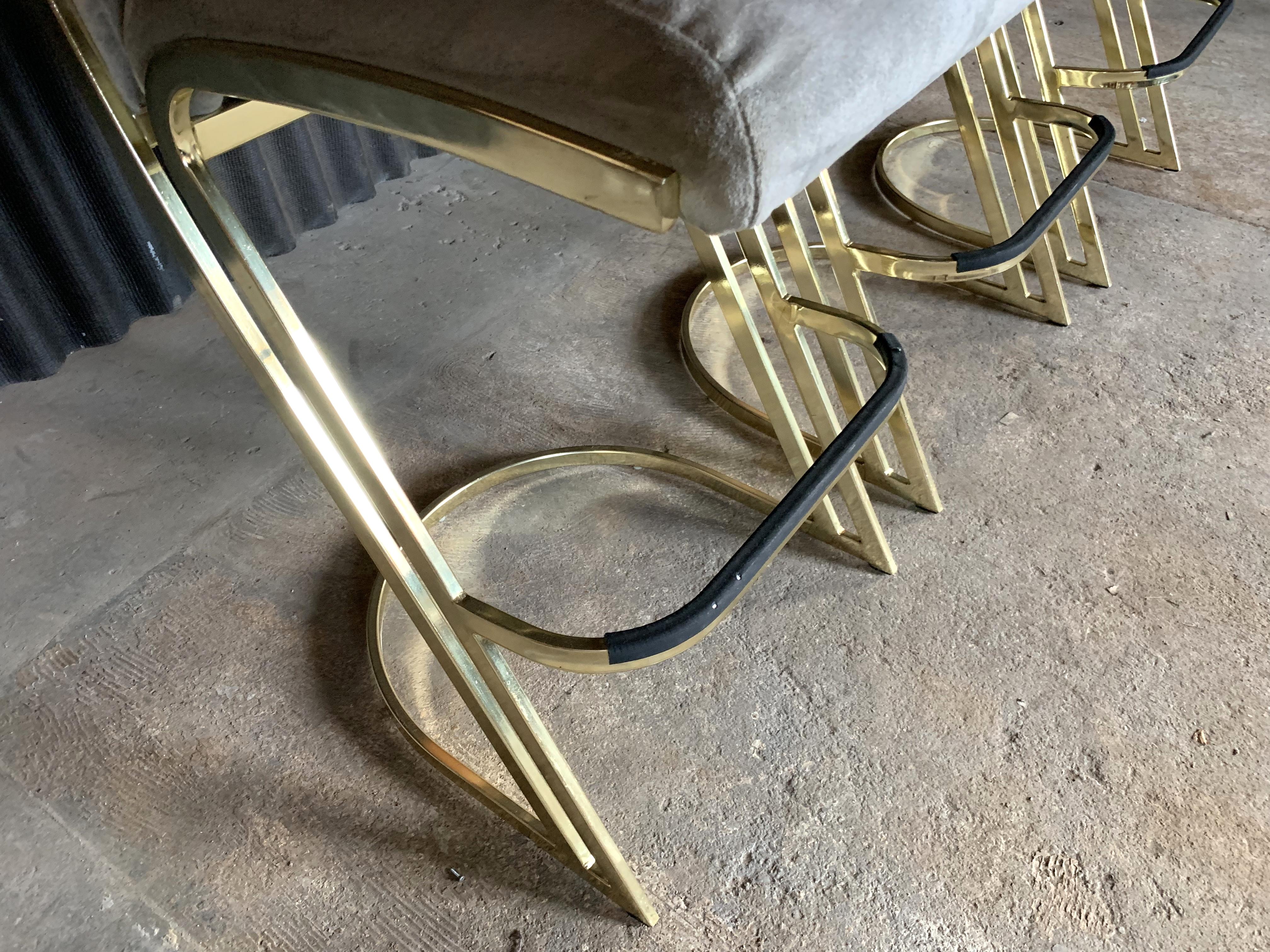 American Set of Three Brass Stools in the Style of Pierre Cardin