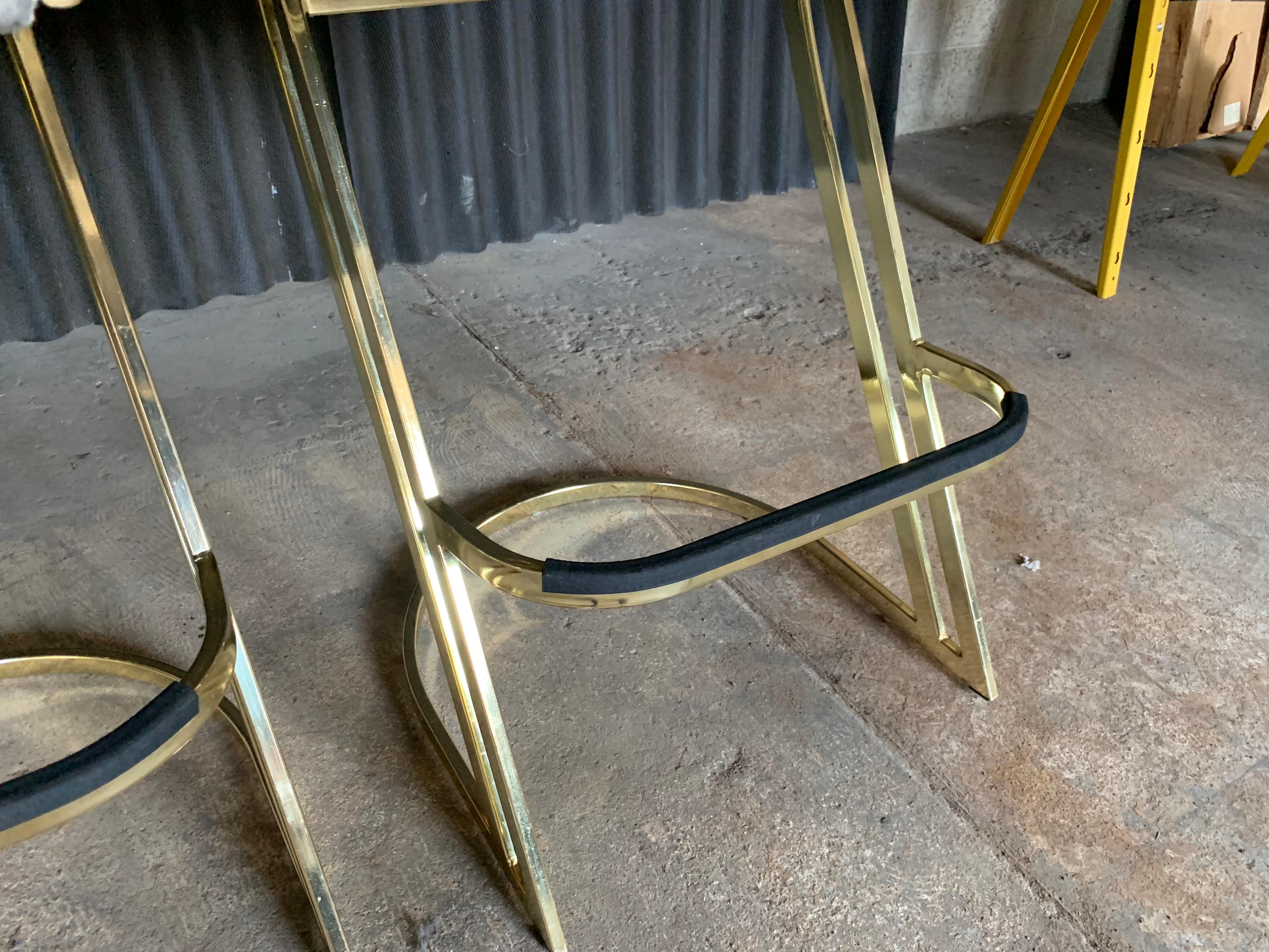 Set of Three Brass Stools in the Style of Pierre Cardin In Good Condition In Southampton, NJ