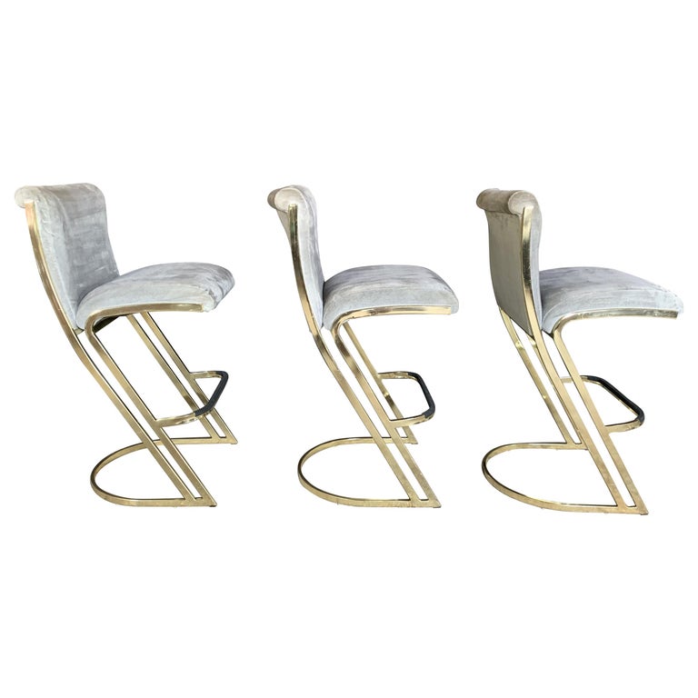 Set of Three Brass Stools in the Style of Pierre Cardin at 1stDibs