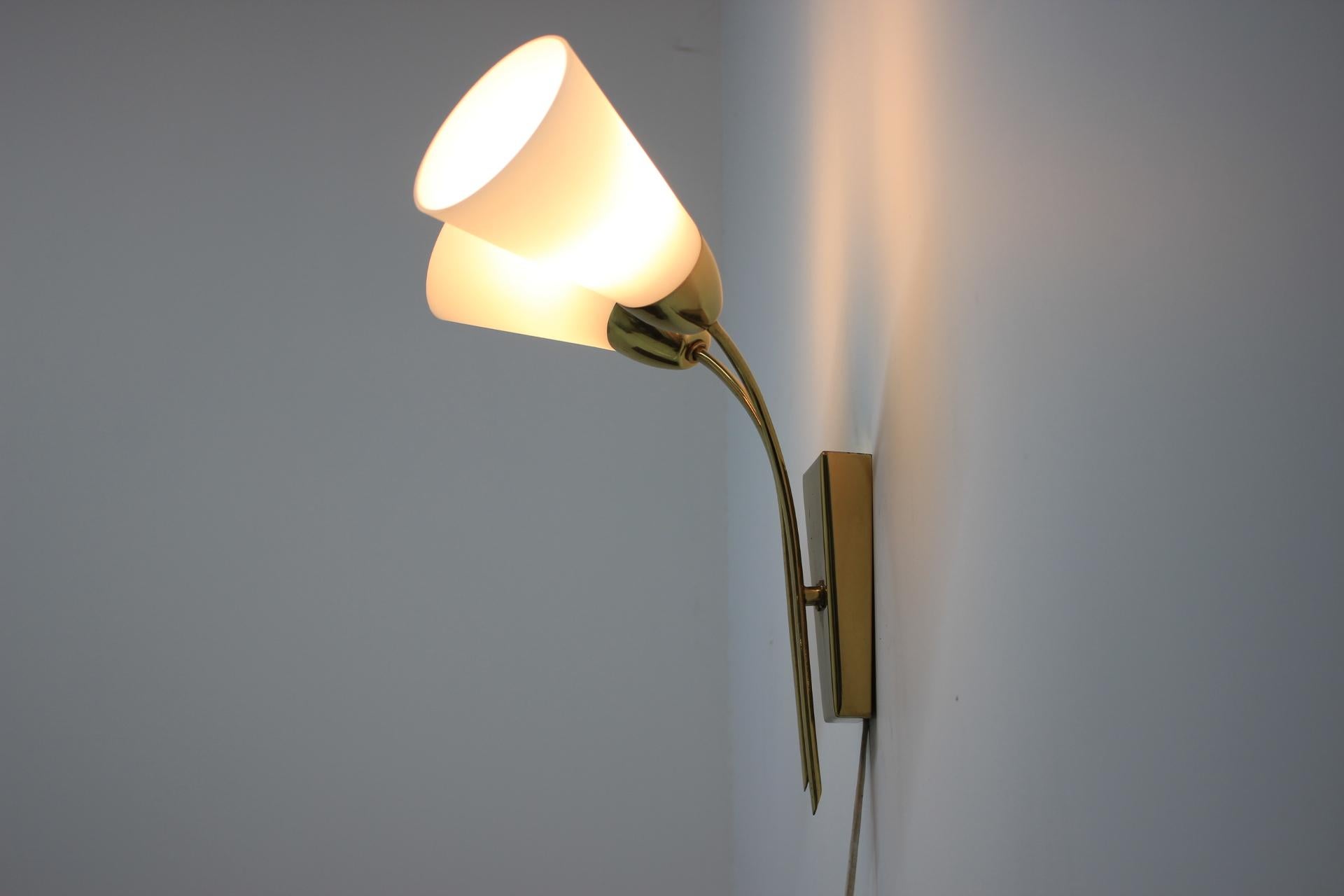 Mid-Century Modern Set of Three Brass Wall Lamps, 1970s