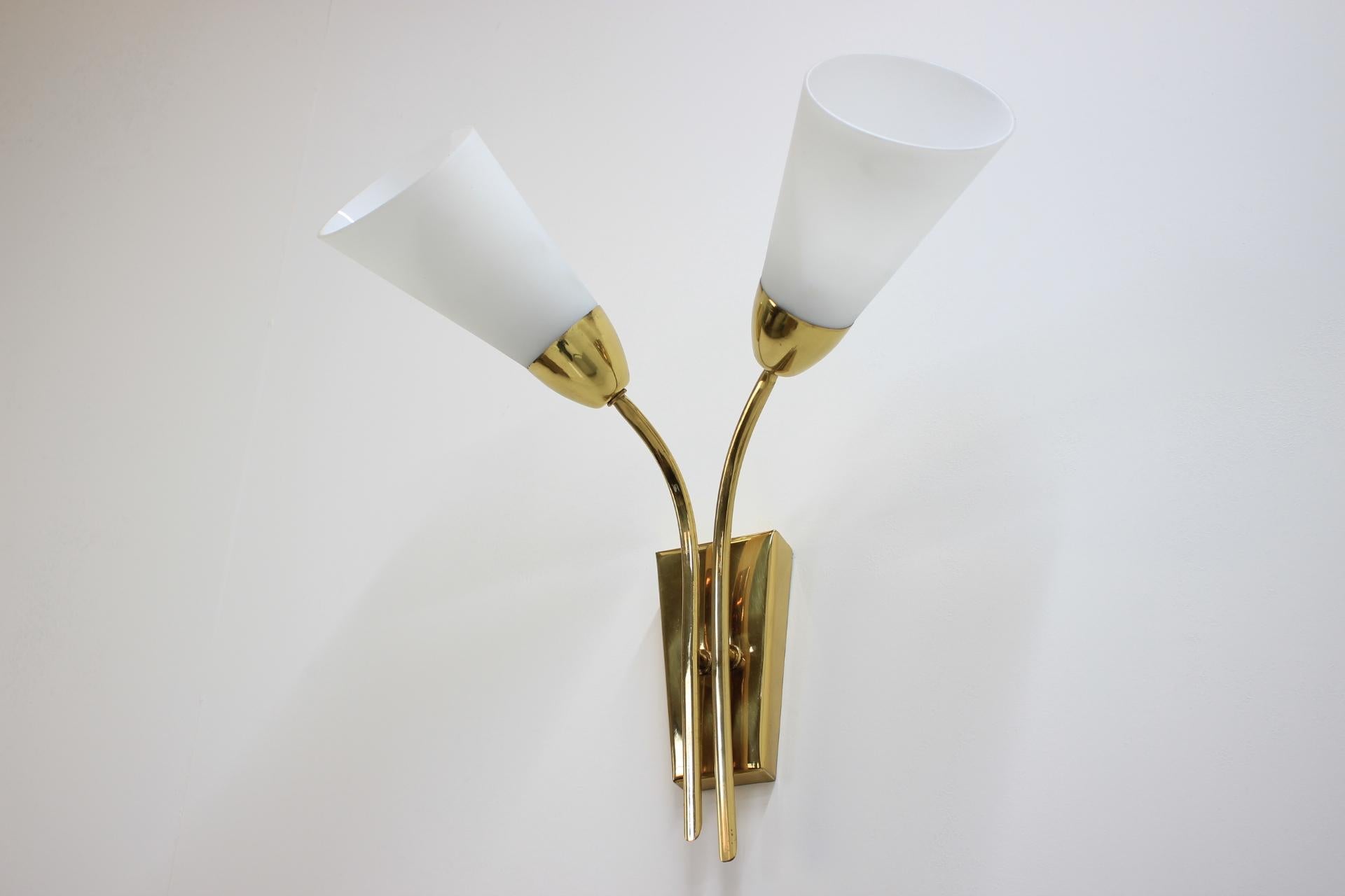 Late 20th Century Set of Three Brass Wall Lamps, 1970s