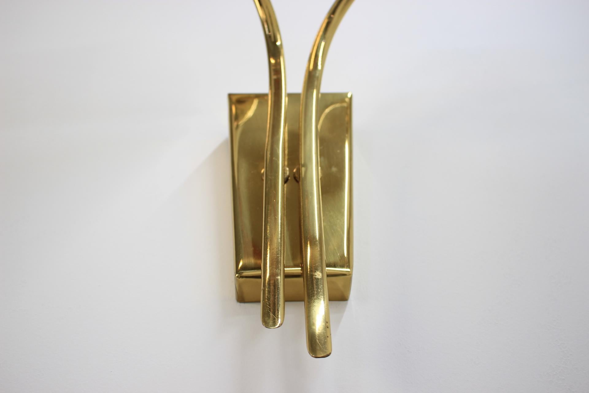 Set of Three Brass Wall Lamps, 1970s 2