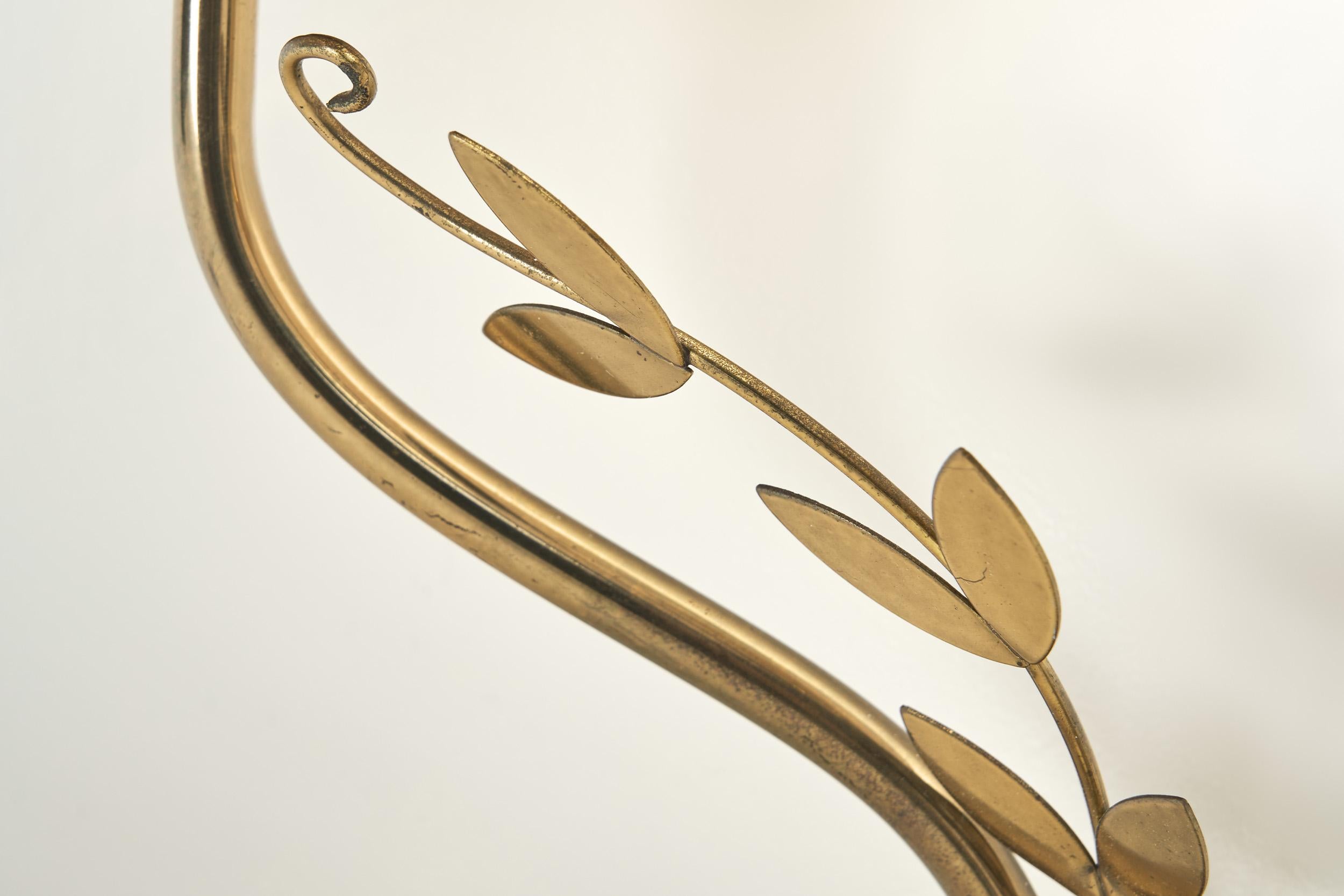 Set of Three Brass Wall Lamps with Decorative Leaves for K&H, Norway circa 1940s 7