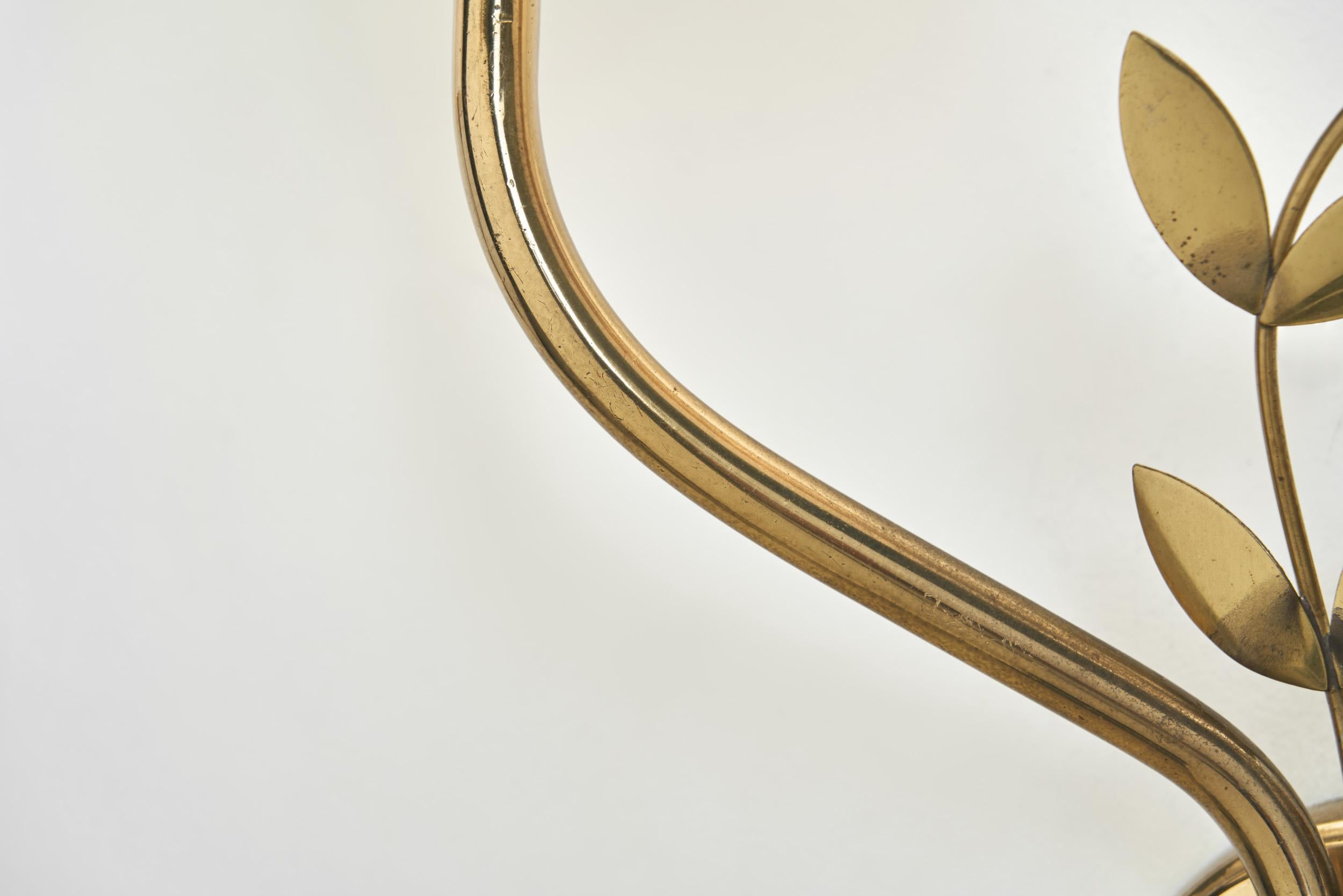 Set of Three Brass Wall Lamps with Decorative Leaves for K&H, Norway circa 1940s 8