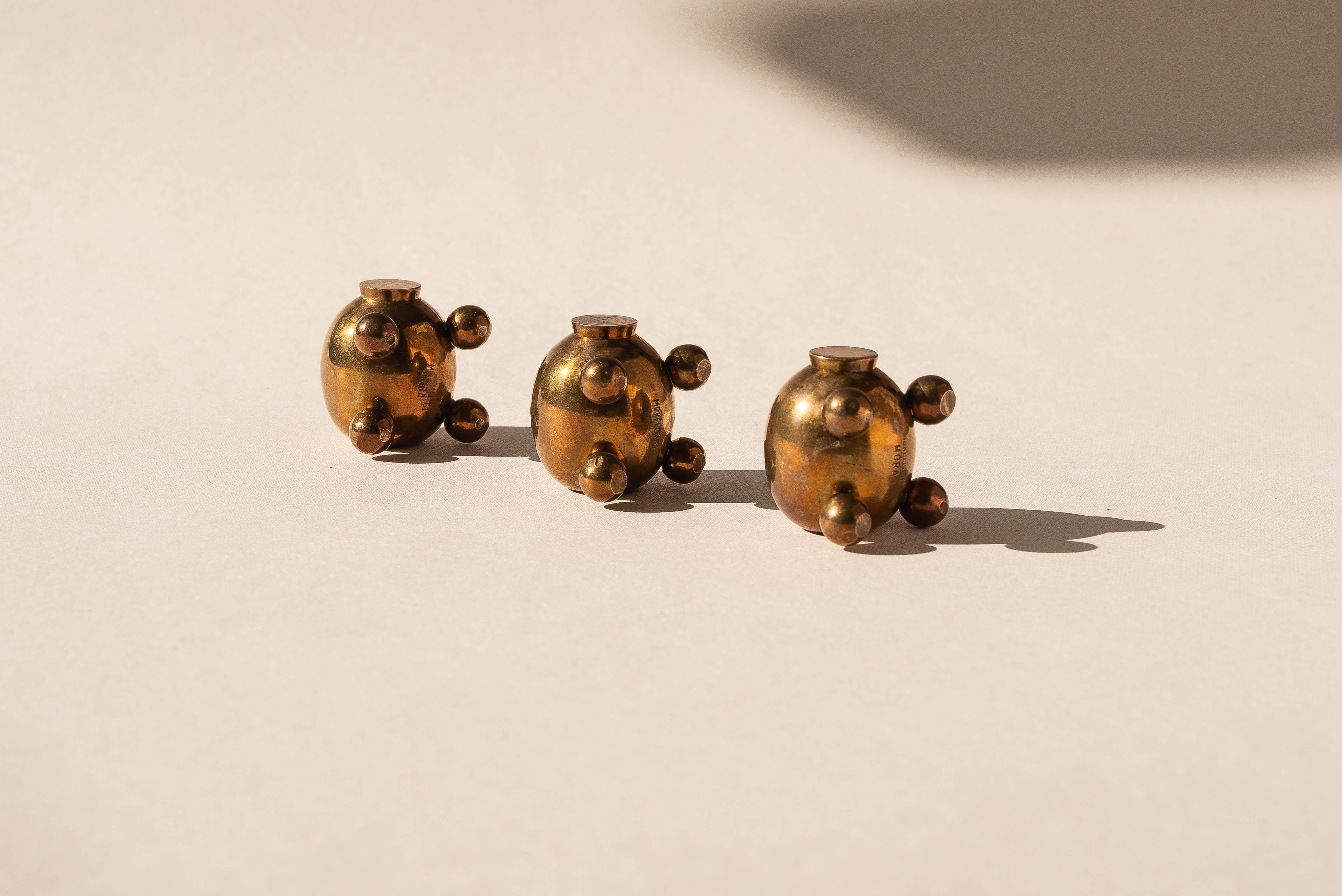 Set of Three Bronze Candlesticks, Morells Gjuteri, Sweden 1970s For Sale 4