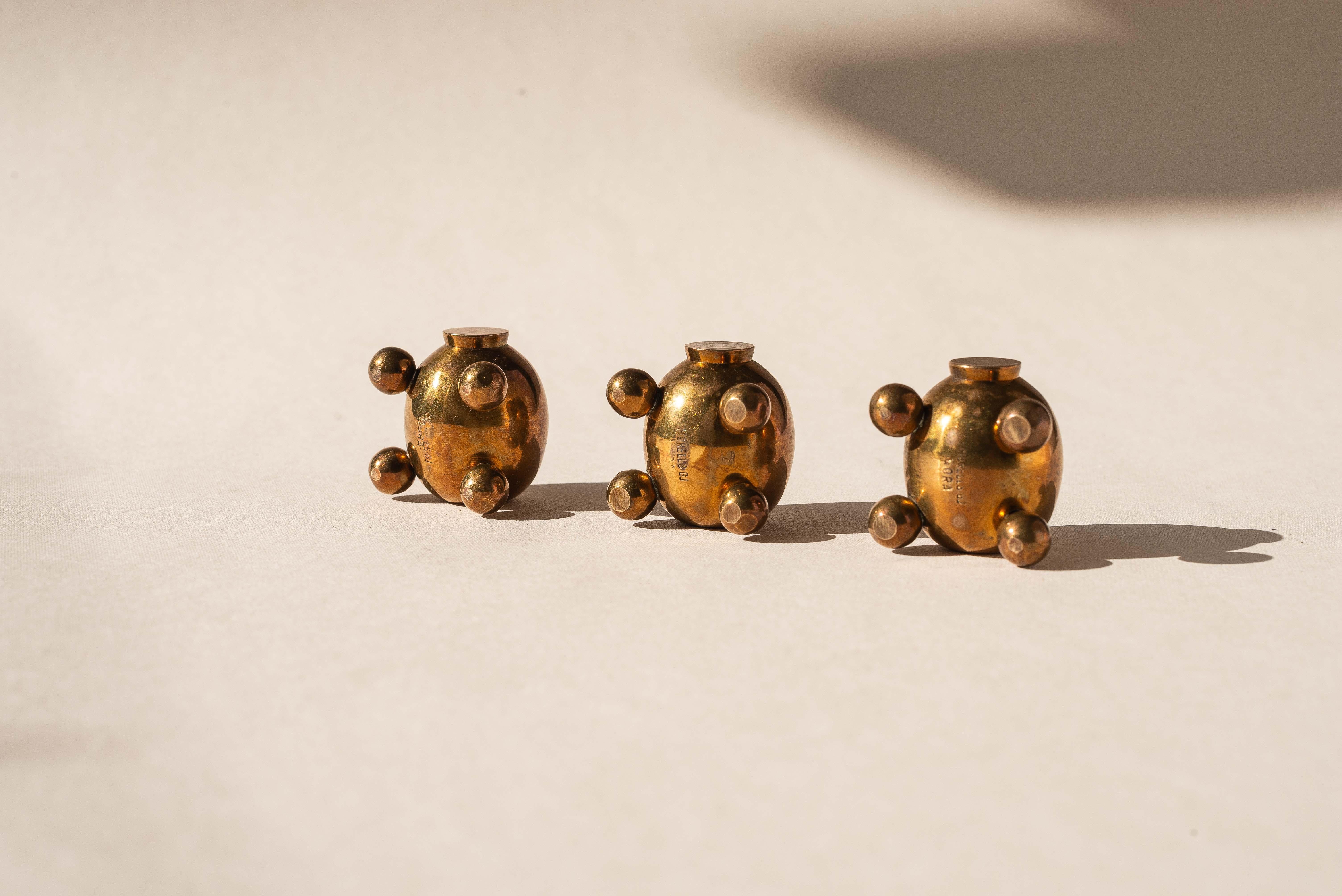 Swedish Set of Three Bronze Candlesticks, Morells Gjuteri, Sweden 1970s For Sale