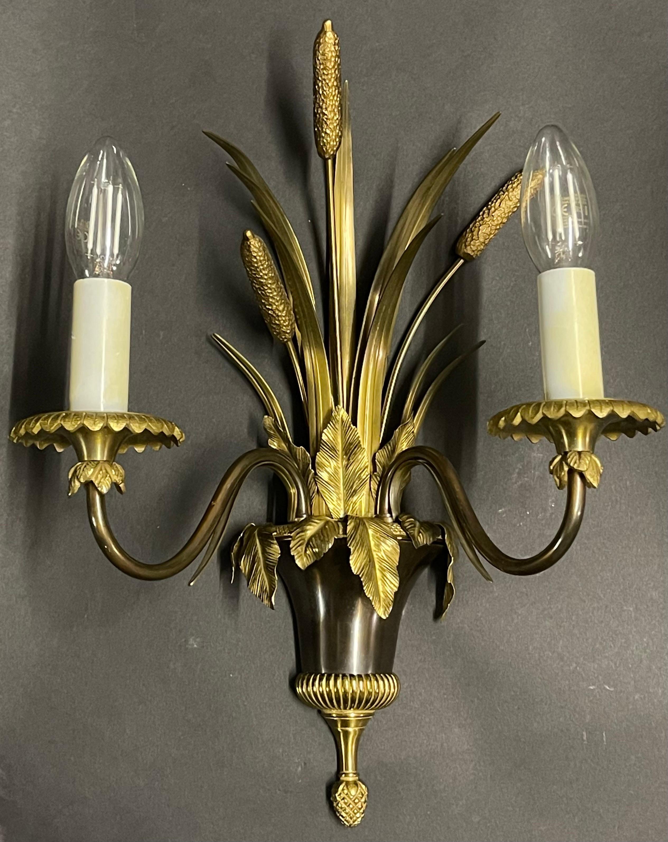 French Bronze Chandelier and Sconces by Maison Charles, France, 1970s For Sale 5