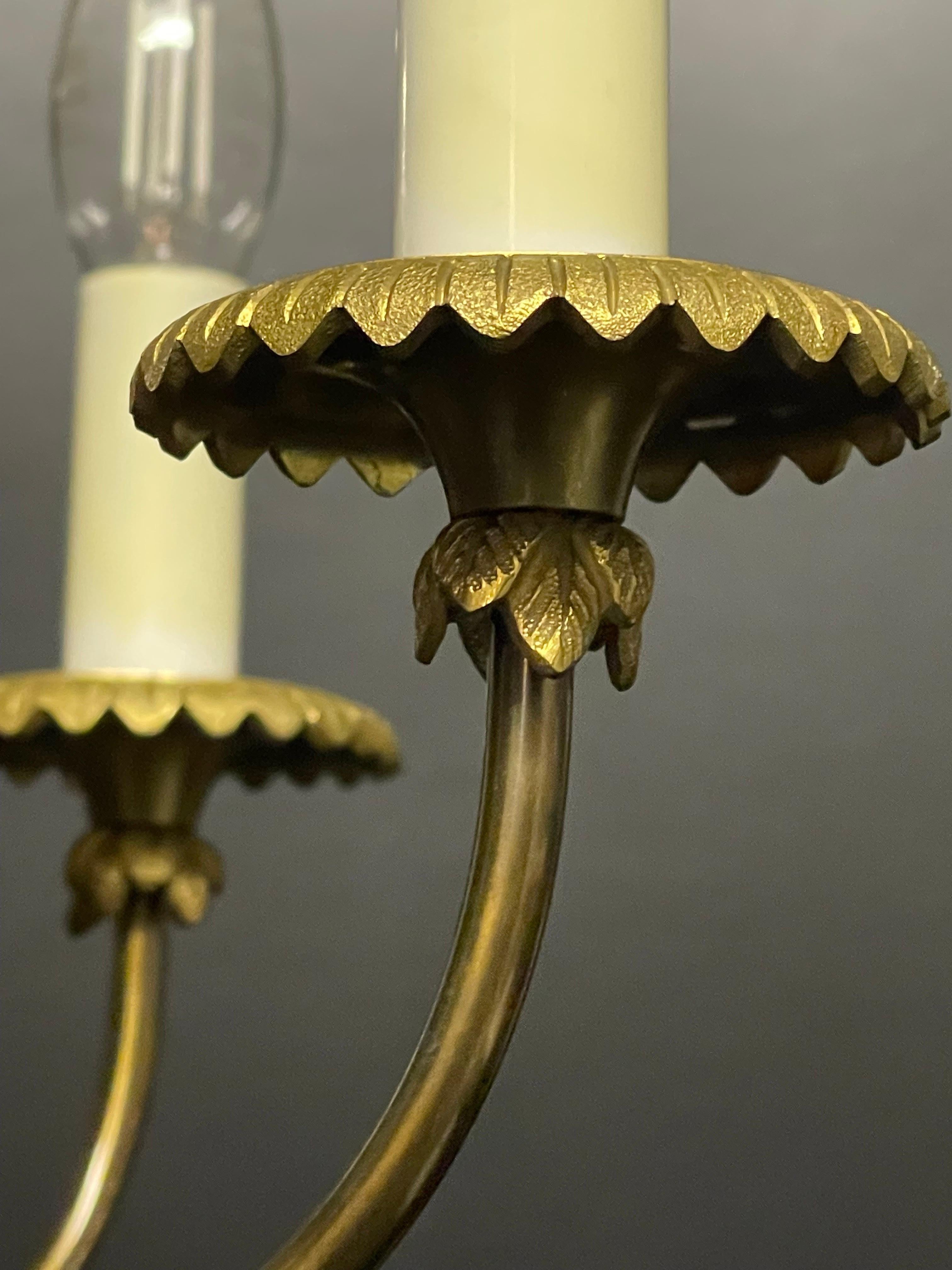 French Bronze Chandelier and Sconces by Maison Charles, France, 1970s For Sale 9