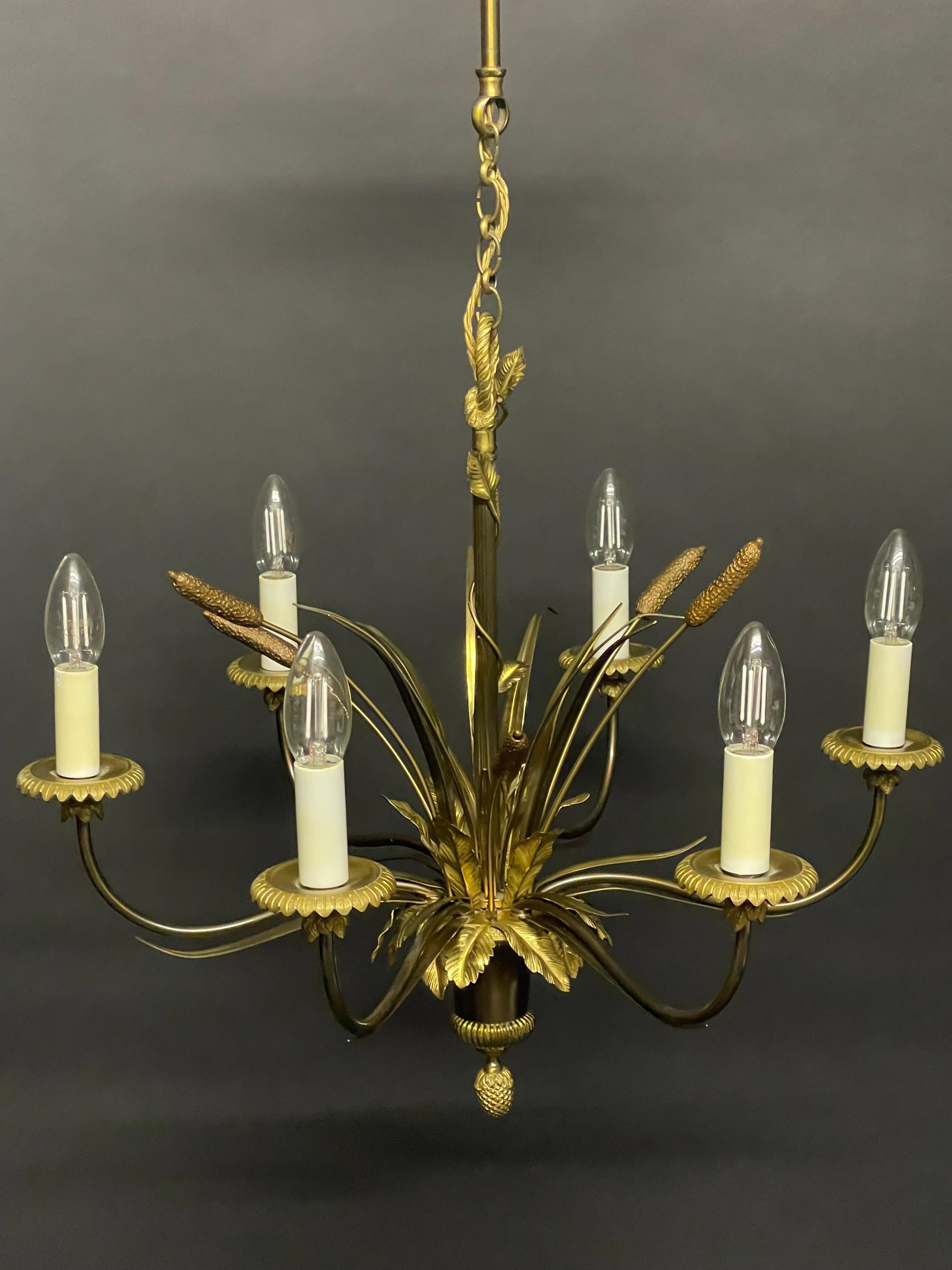 French Bronze Chandelier and Sconces by Maison Charles, France, 1970s For Sale 2