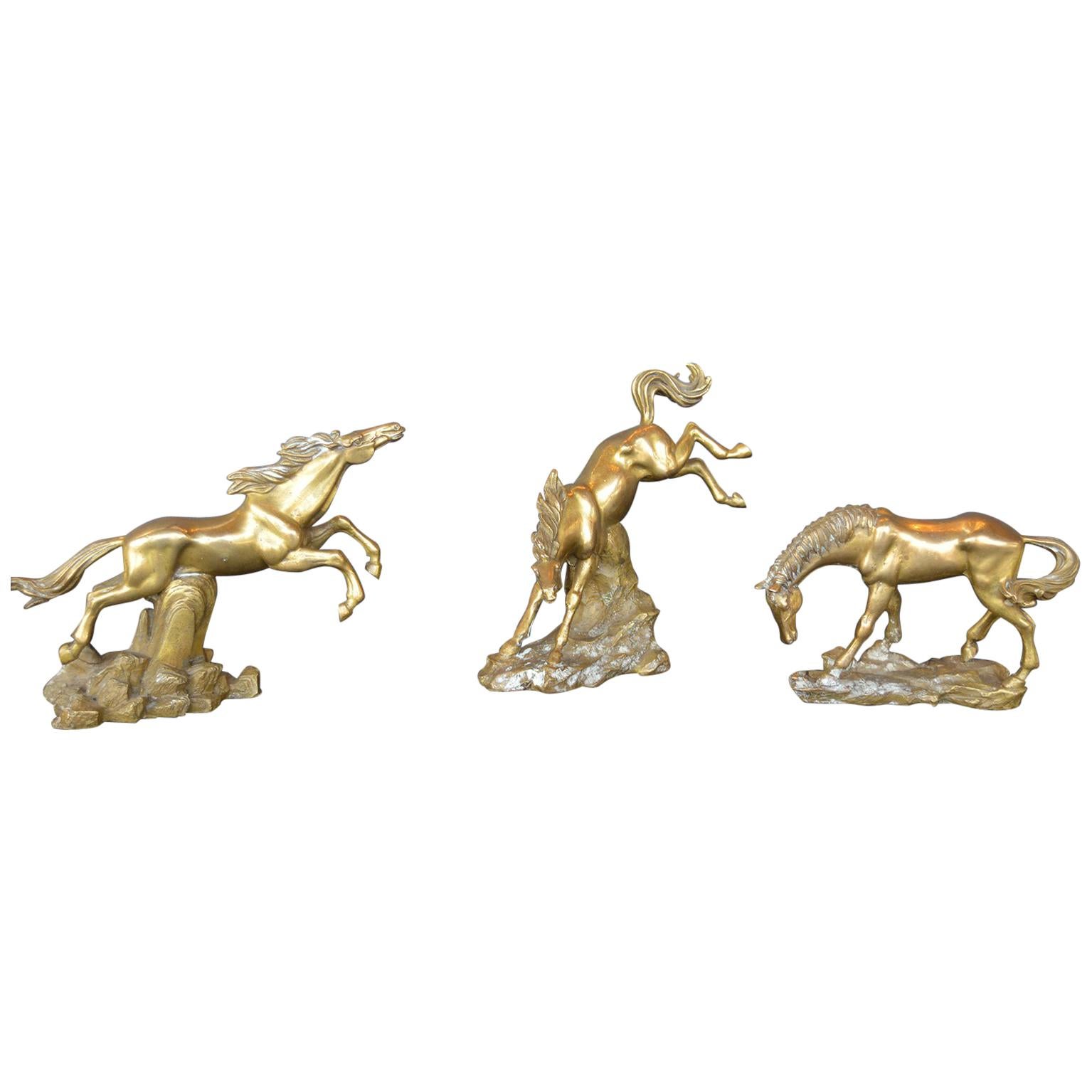 Set of Three Bronze Horses at 1stDibs