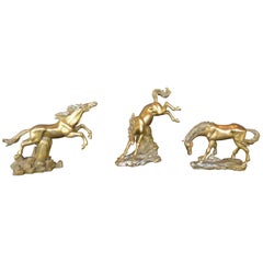 Set of Three Bronze Horses